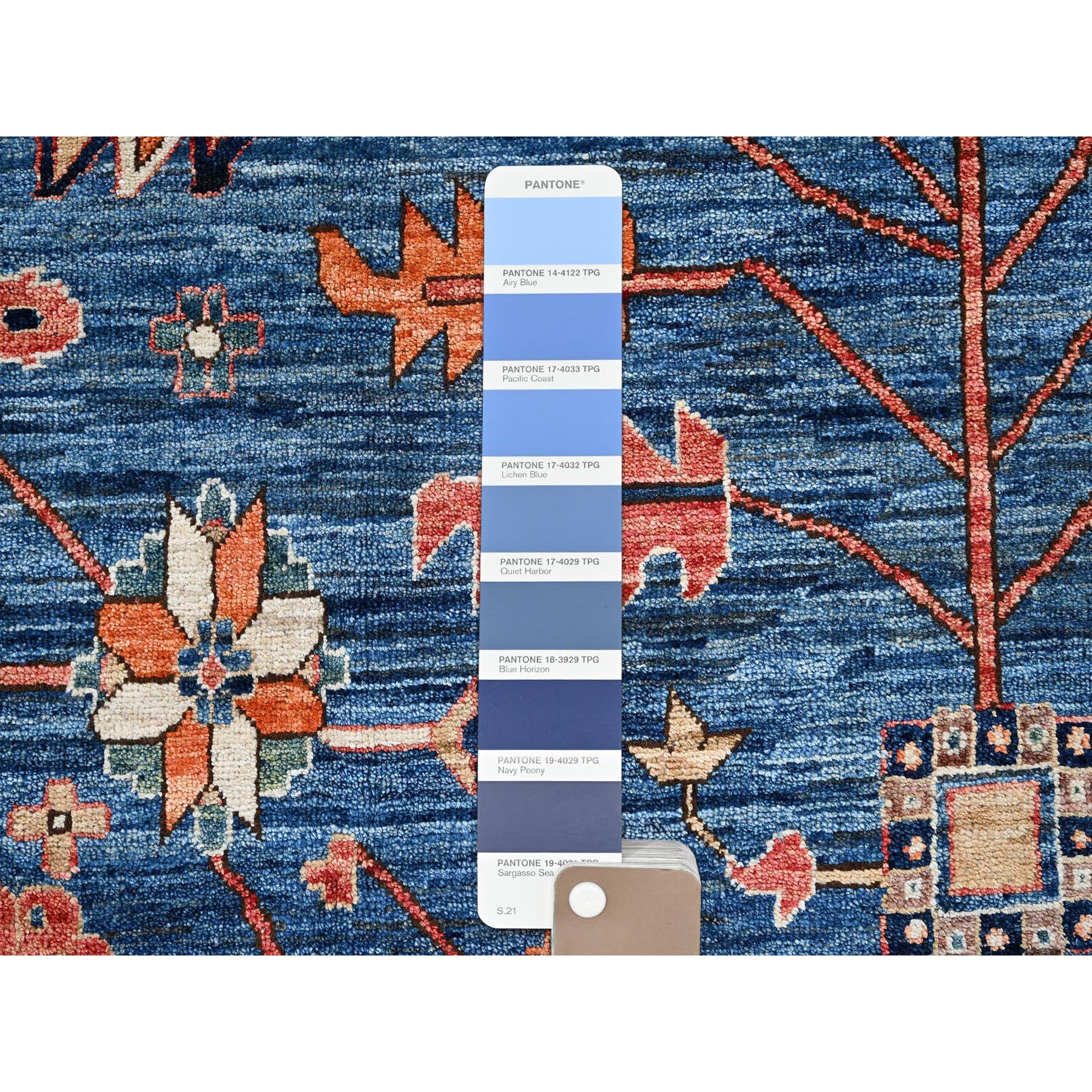 10'x13'10" Imperial Blue, Aryana Collection, Heriz All Over Design, Vegetable Dyes, Soft Pile, High Mountain Wool, Hand Knotted, Densely Woven, Oriental Rug Sh1038