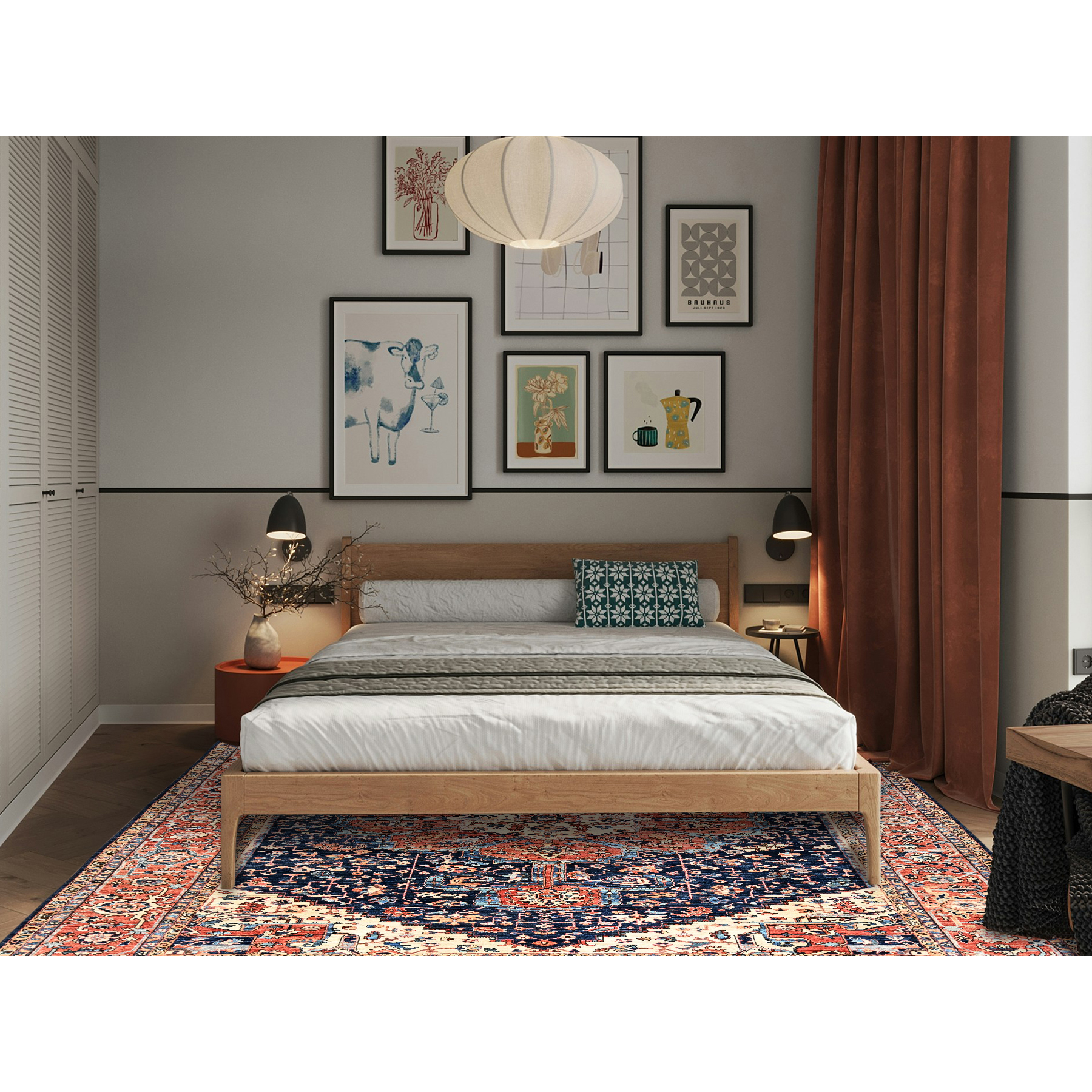 10'1"x14' Midnight Blue, Aryana Collection, Serapi Heriz with Flower Medallion Design, Vegetable Dyes, Soft Pile, High Mountain Wool, Hand Knotted, Densely Woven, Oriental Rug Sh1040