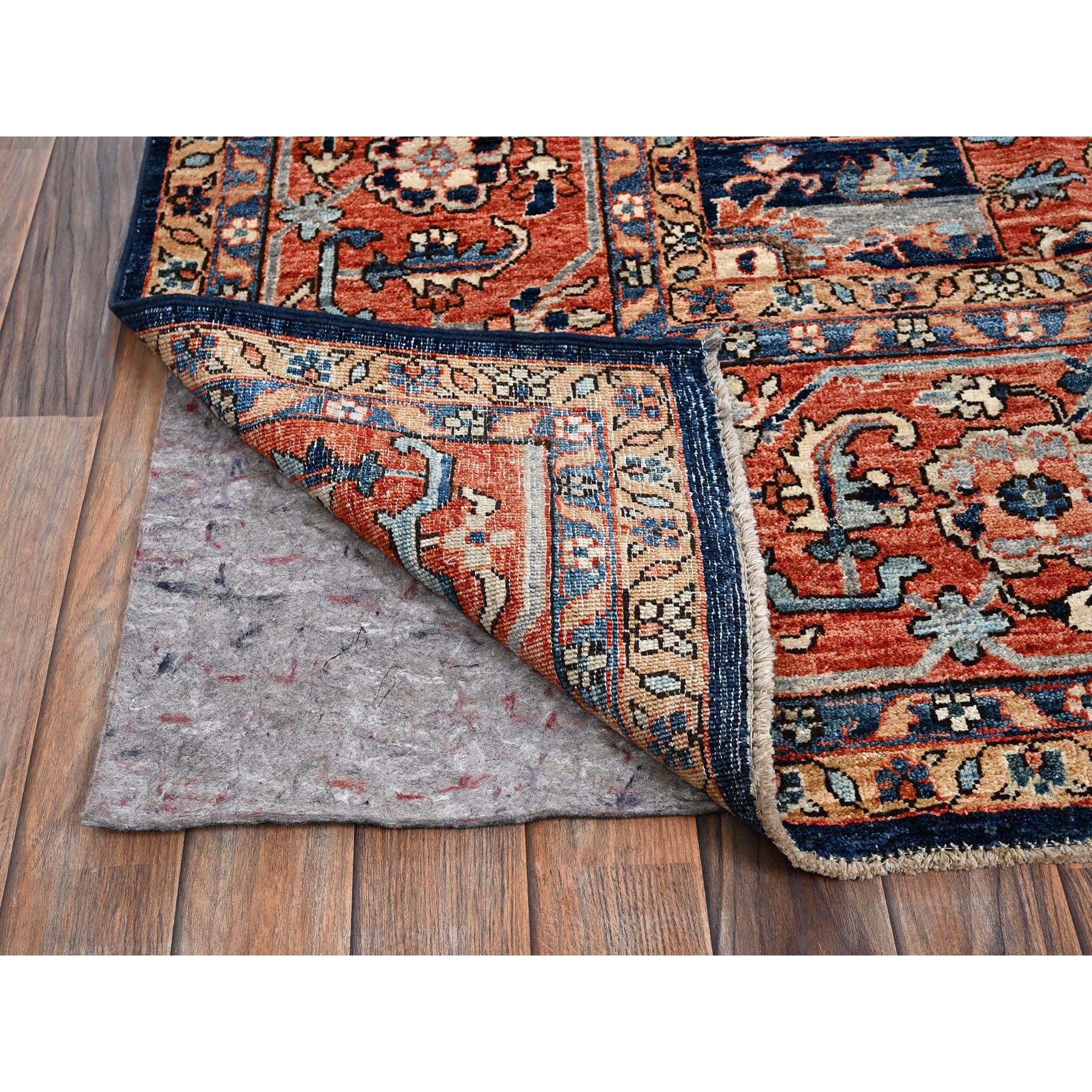 10'1"x14' Midnight Blue, Aryana Collection, Serapi Heriz with Flower Medallion Design, Vegetable Dyes, Soft Pile, High Mountain Wool, Hand Knotted, Densely Woven, Oriental Rug Sh1040