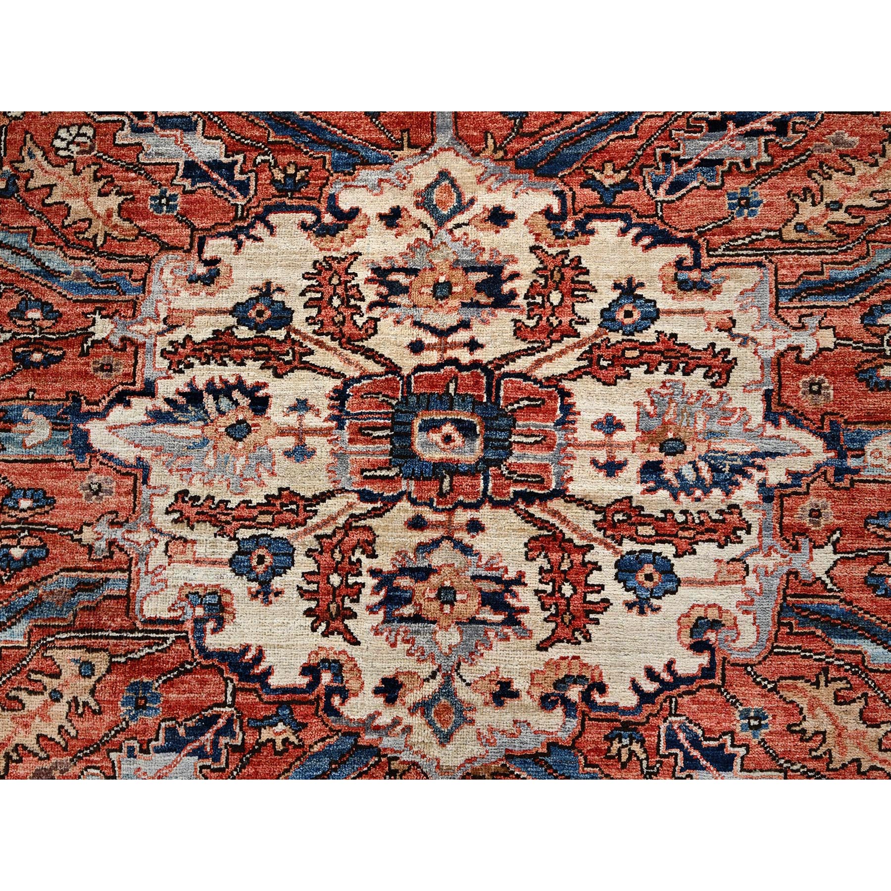 10'1"x14' Midnight Blue, Aryana Collection, Serapi Heriz with Flower Medallion Design, Vegetable Dyes, Soft Pile, High Mountain Wool, Hand Knotted, Densely Woven, Oriental Rug Sh1040