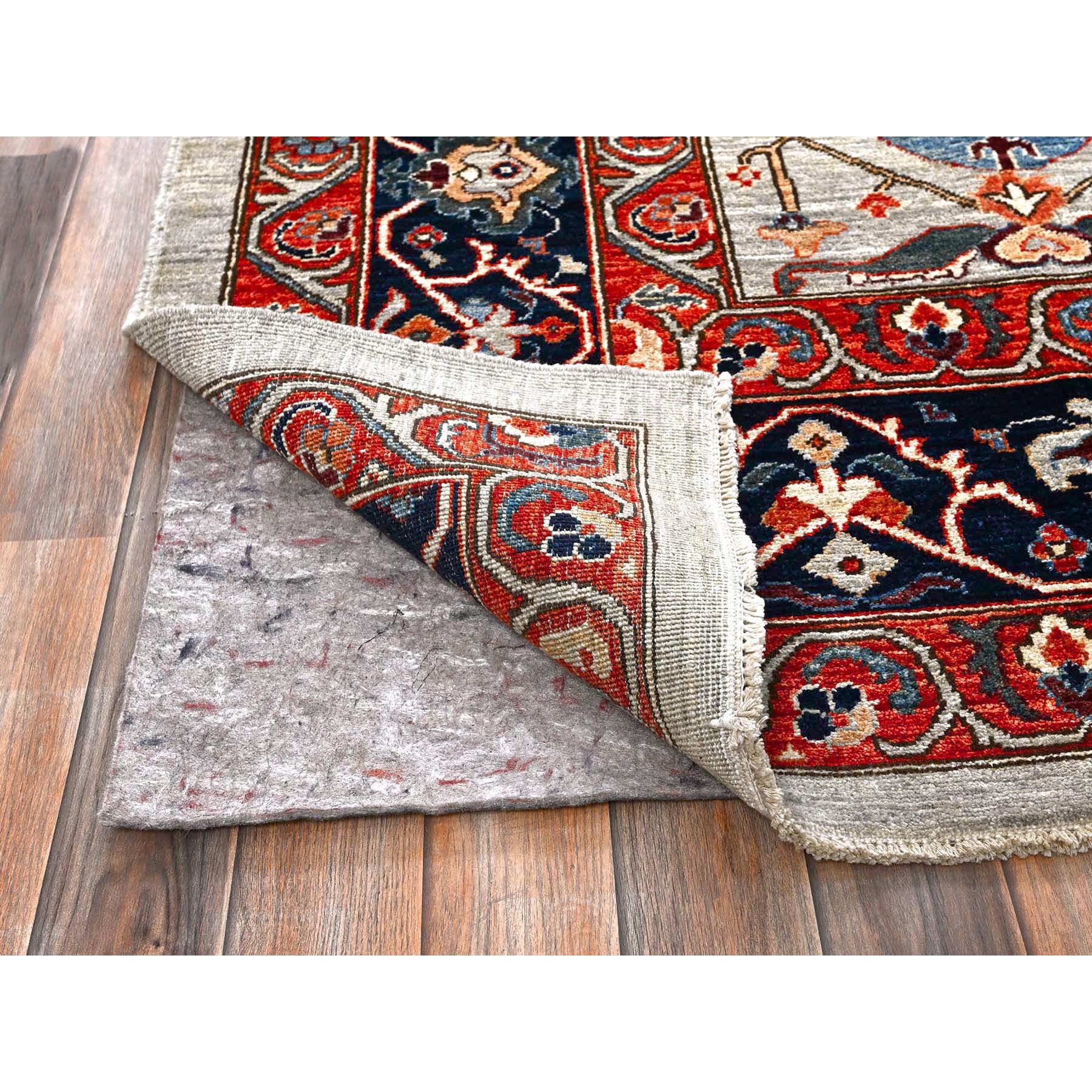 8'10"x11'10" Misty Gray, Qashqai Design with Cypress Trees, Vegetable Dyes, Soft Pile, High Mountain Wool, Hand Knotted, Densely Woven, Oriental Rug Sh1043