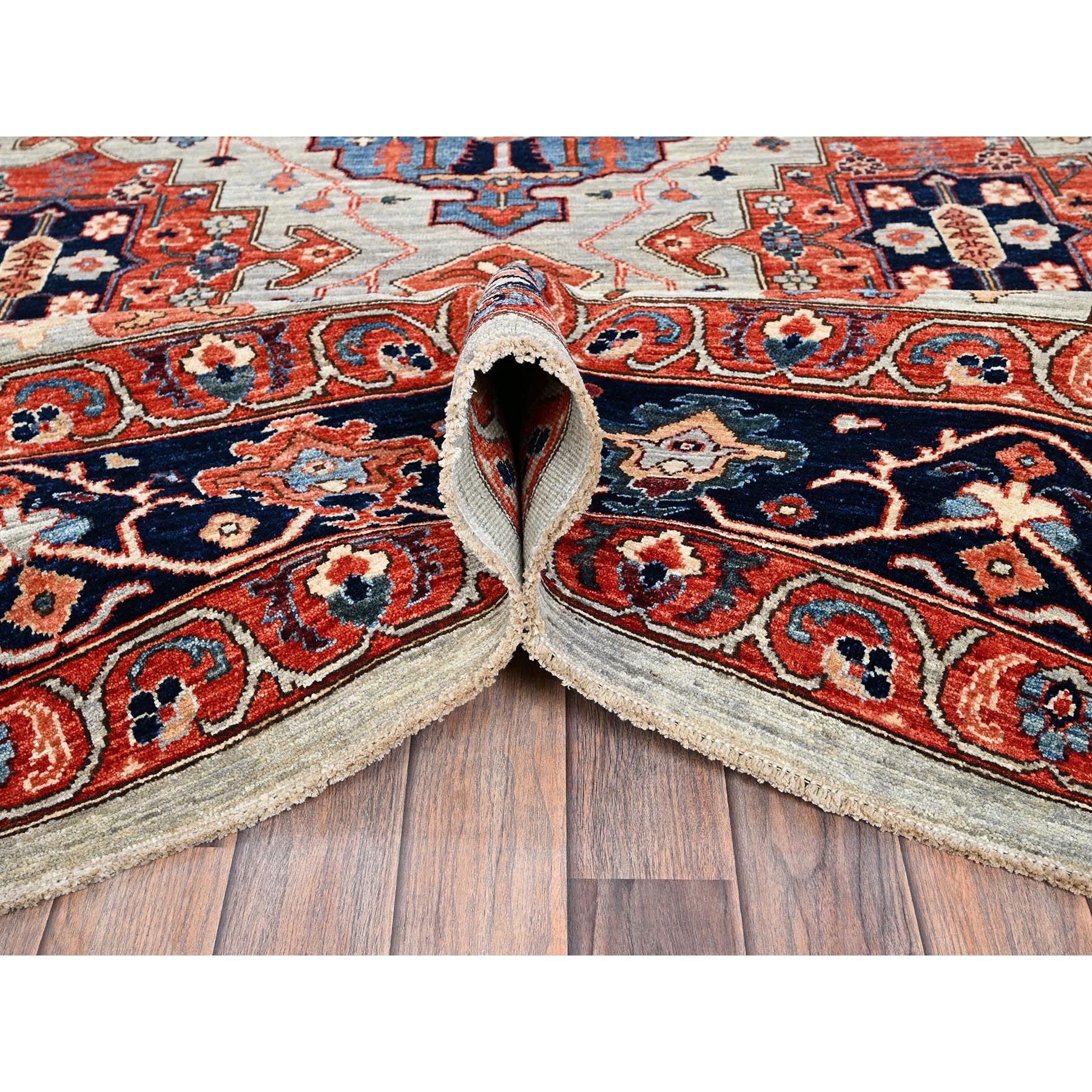 8'10"x11'10" Misty Gray, Qashqai Design with Cypress Trees, Vegetable Dyes, Soft Pile, High Mountain Wool, Hand Knotted, Densely Woven, Oriental Rug Sh1043