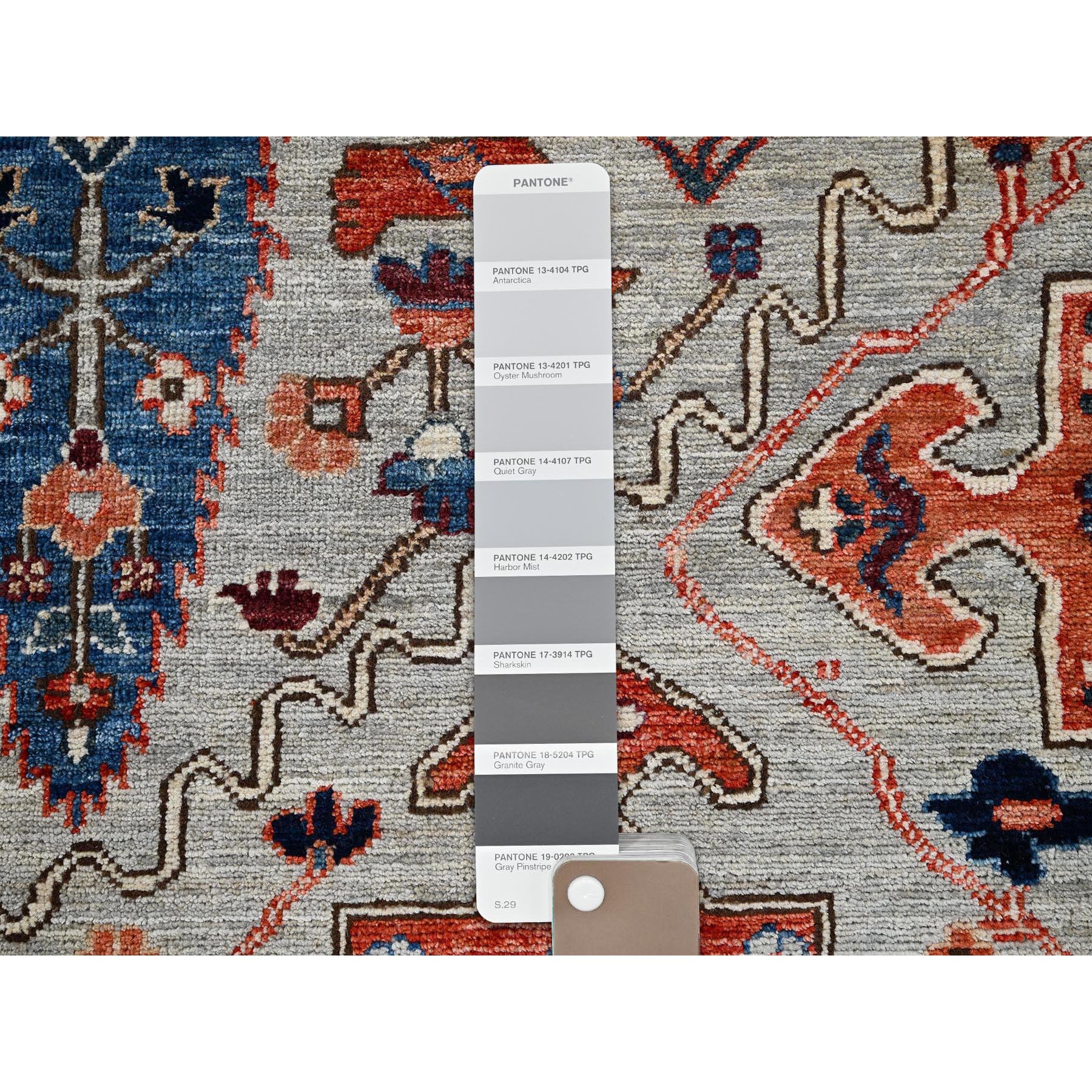 8'10"x11'10" Misty Gray, Qashqai Design with Cypress Trees, Vegetable Dyes, Soft Pile, High Mountain Wool, Hand Knotted, Densely Woven, Oriental Rug Sh1043
