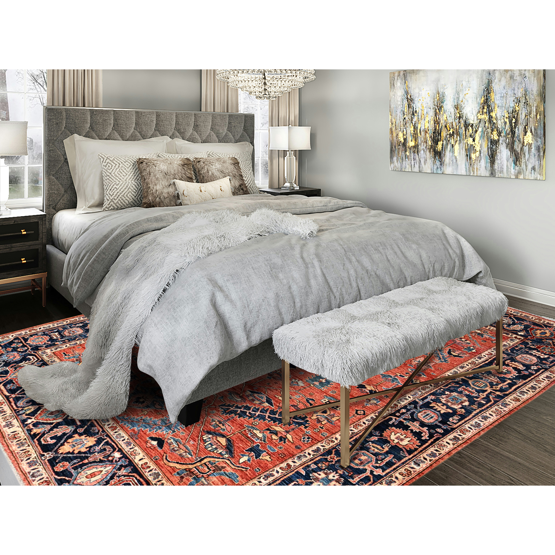 8'1"x10' Terracotta Red, Aryana Collection, Antique Heriz Design, Vegetable Dyes, Hand Knotted, Soft Pile, High Mountain Wool, Densely Woven, Oriental Rug Sh1044