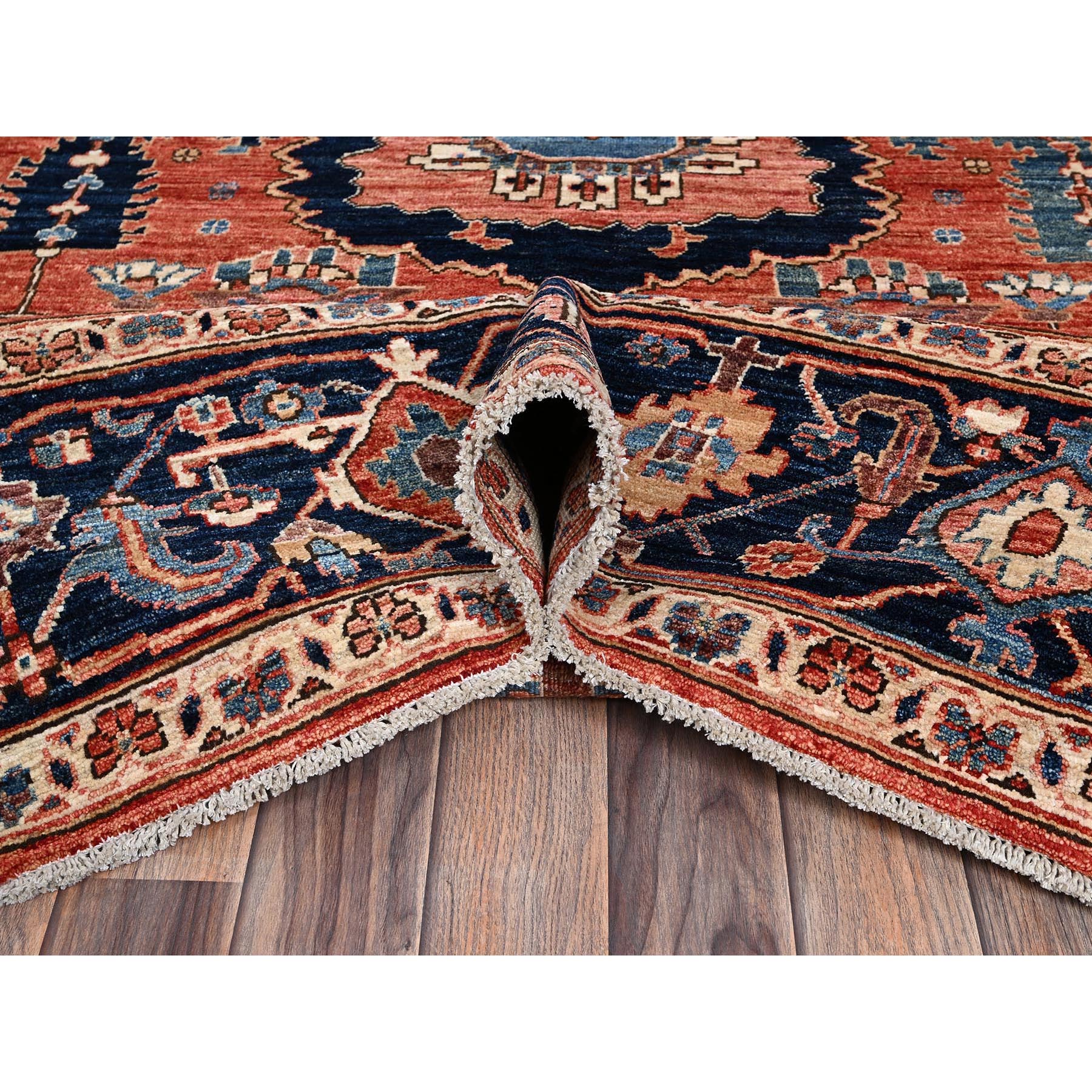 8'1"x10' Terracotta Red, Aryana Collection, Antique Heriz Design, Vegetable Dyes, Hand Knotted, Soft Pile, High Mountain Wool, Densely Woven, Oriental Rug Sh1044