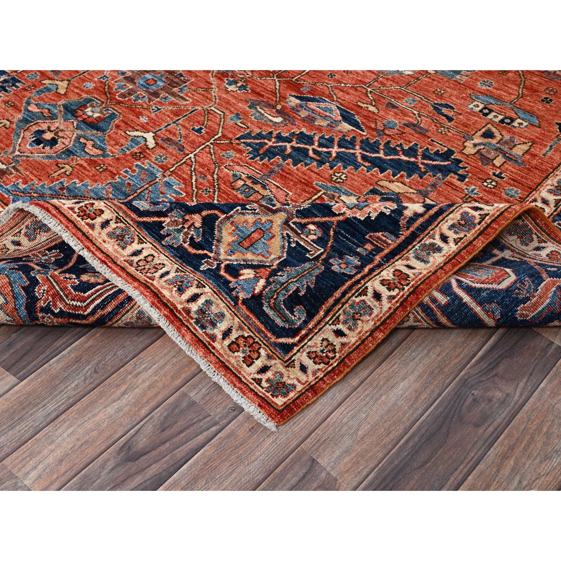 8'1"x10' Terracotta Red, Aryana Collection, Antique Heriz Design, Vegetable Dyes, Hand Knotted, Soft Pile, High Mountain Wool, Densely Woven, Oriental Rug Sh1044