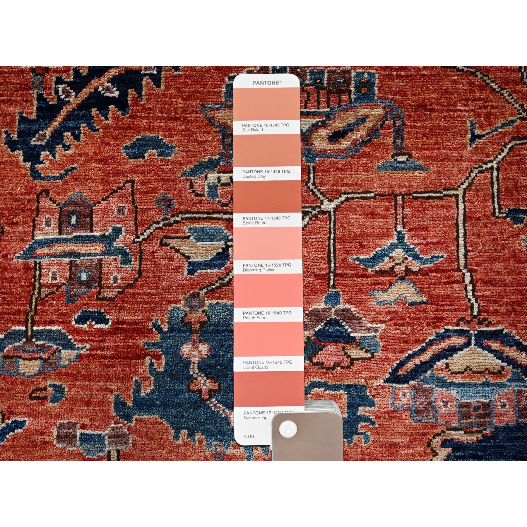 8'1"x10' Terracotta Red, Aryana Collection, Antique Heriz Design, Vegetable Dyes, Hand Knotted, Soft Pile, High Mountain Wool, Densely Woven, Oriental Rug Sh1044