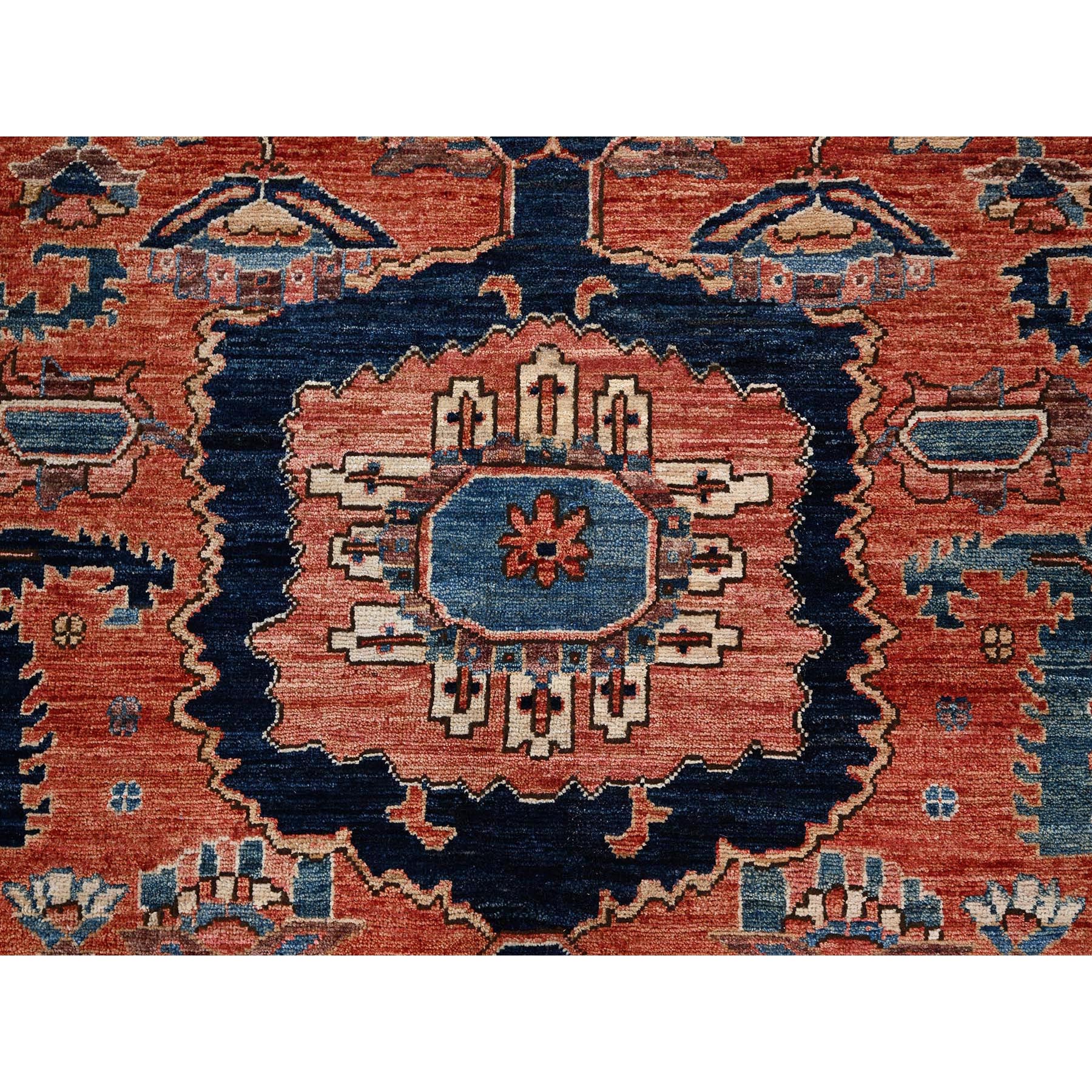 8'1"x10' Terracotta Red, Aryana Collection, Antique Heriz Design, Vegetable Dyes, Hand Knotted, Soft Pile, High Mountain Wool, Densely Woven, Oriental Rug Sh1044