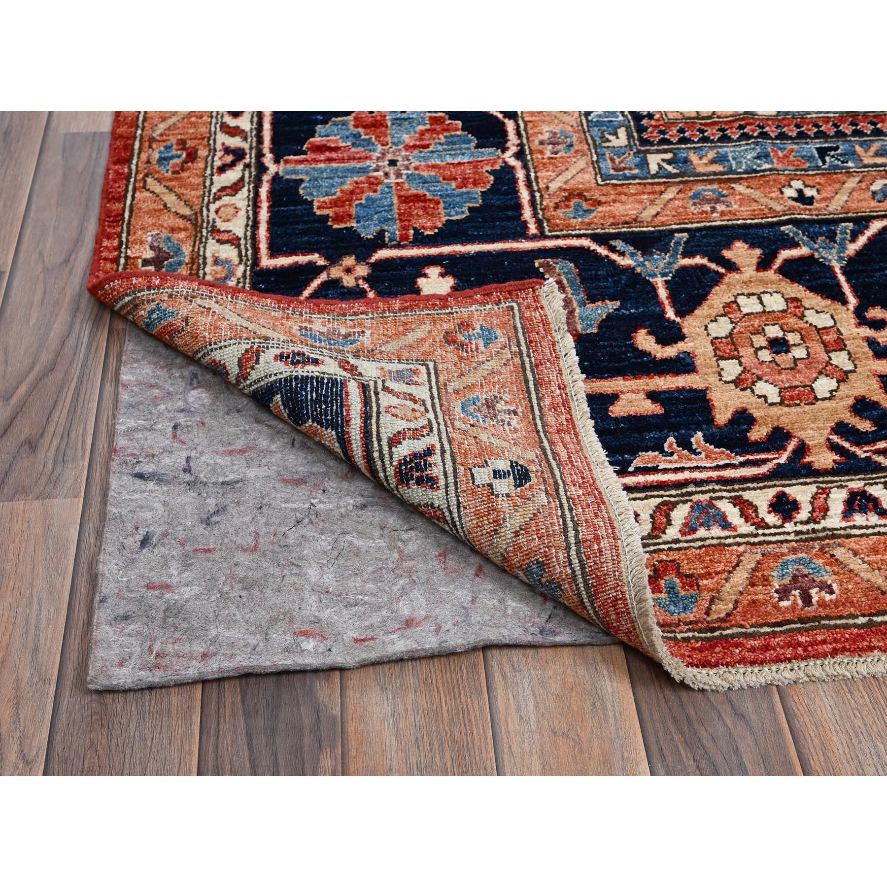 11'7"x15' Summer Fig Red, Aryana Collection, Serapi Heriz with Geometric Medallion Design, Vegetable Dyes, Soft Pile, High Mountain Wool, Hand Knotted, Densely Woven, Oversized, Oriental Rug Sh1051