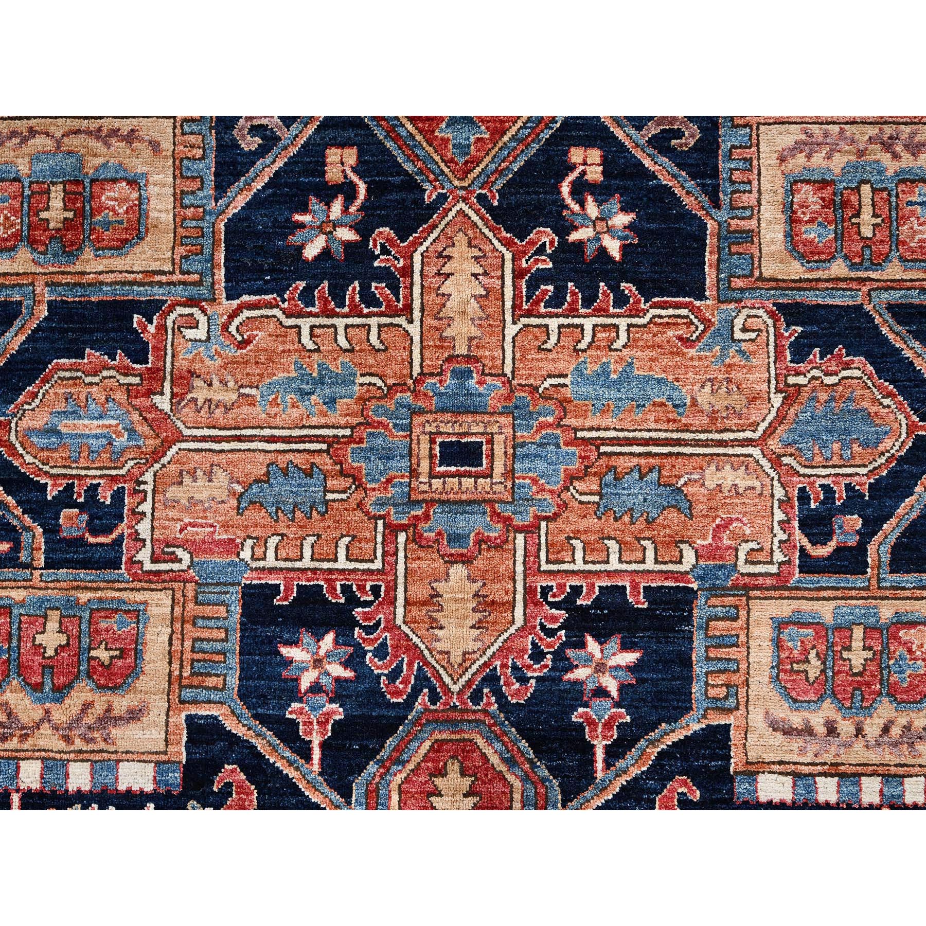 11'7"x15' Summer Fig Red, Aryana Collection, Serapi Heriz with Geometric Medallion Design, Vegetable Dyes, Soft Pile, High Mountain Wool, Hand Knotted, Densely Woven, Oversized, Oriental Rug Sh1051