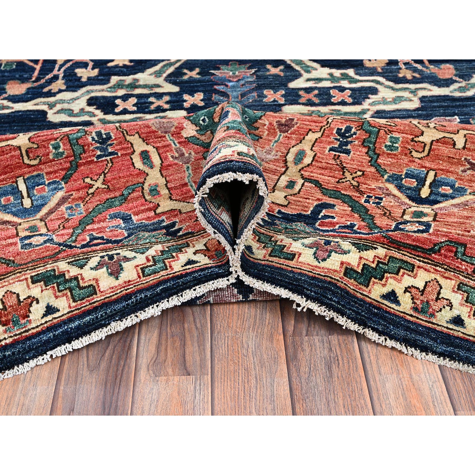11'9"x17'7" Midnight Blue, Aryana Collection, Bijar Garus Design, Vegetable Dyes, Soft Pile, High Mountain Wool, Hand Knotted, Densely Woven, Oversized, Oriental Rug Sh1052