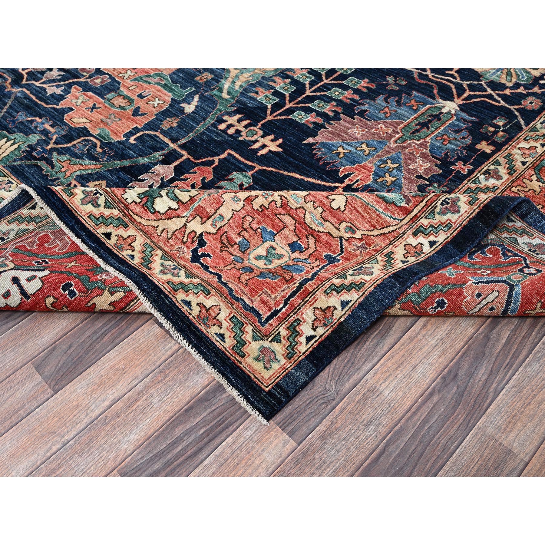 11'9"x17'7" Midnight Blue, Aryana Collection, Bijar Garus Design, Vegetable Dyes, Soft Pile, High Mountain Wool, Hand Knotted, Densely Woven, Oversized, Oriental Rug Sh1052