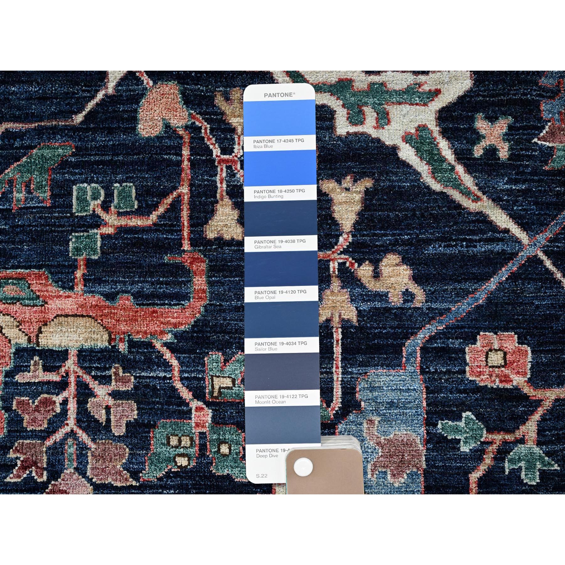 11'9"x17'7" Midnight Blue, Aryana Collection, Bijar Garus Design, Vegetable Dyes, Soft Pile, High Mountain Wool, Hand Knotted, Densely Woven, Oversized, Oriental Rug Sh1052