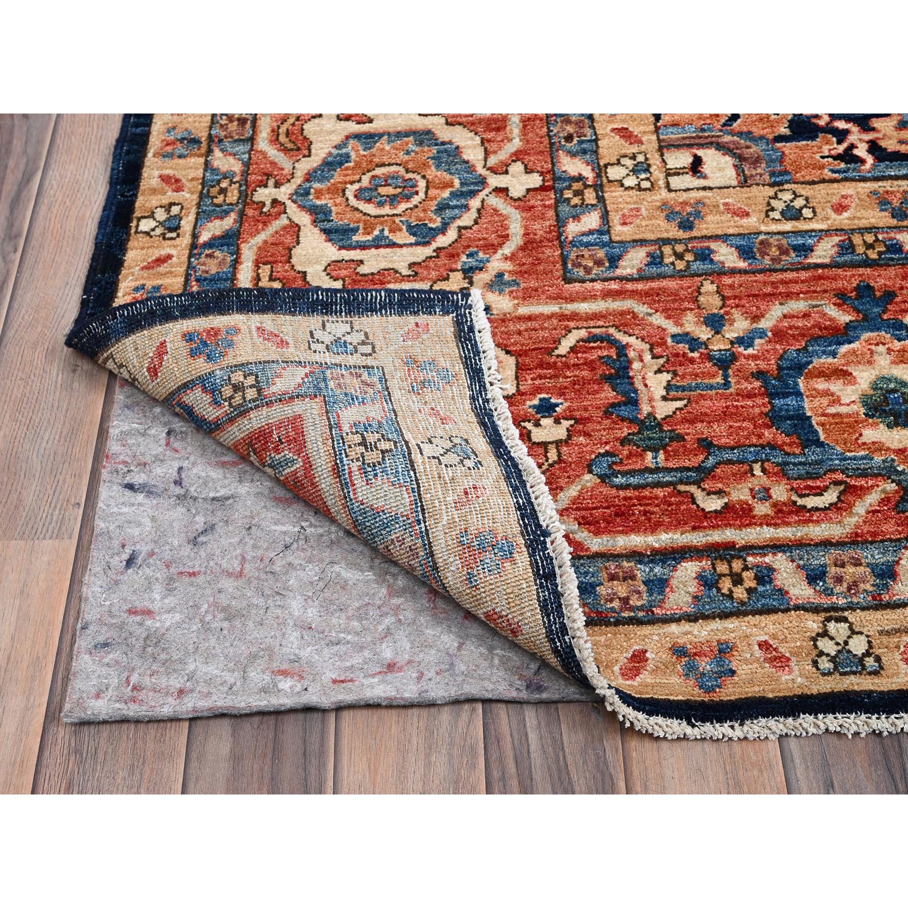 12'x18'9" Midnight Blue, Aryana Grade, Serapi Heriz with Flower Medallion Design, Vegetable Dyes, Soft Pile, High Mountain Wool, Hand Knotted, Densely Woven, Oversized, Oriental Rug Sh1053