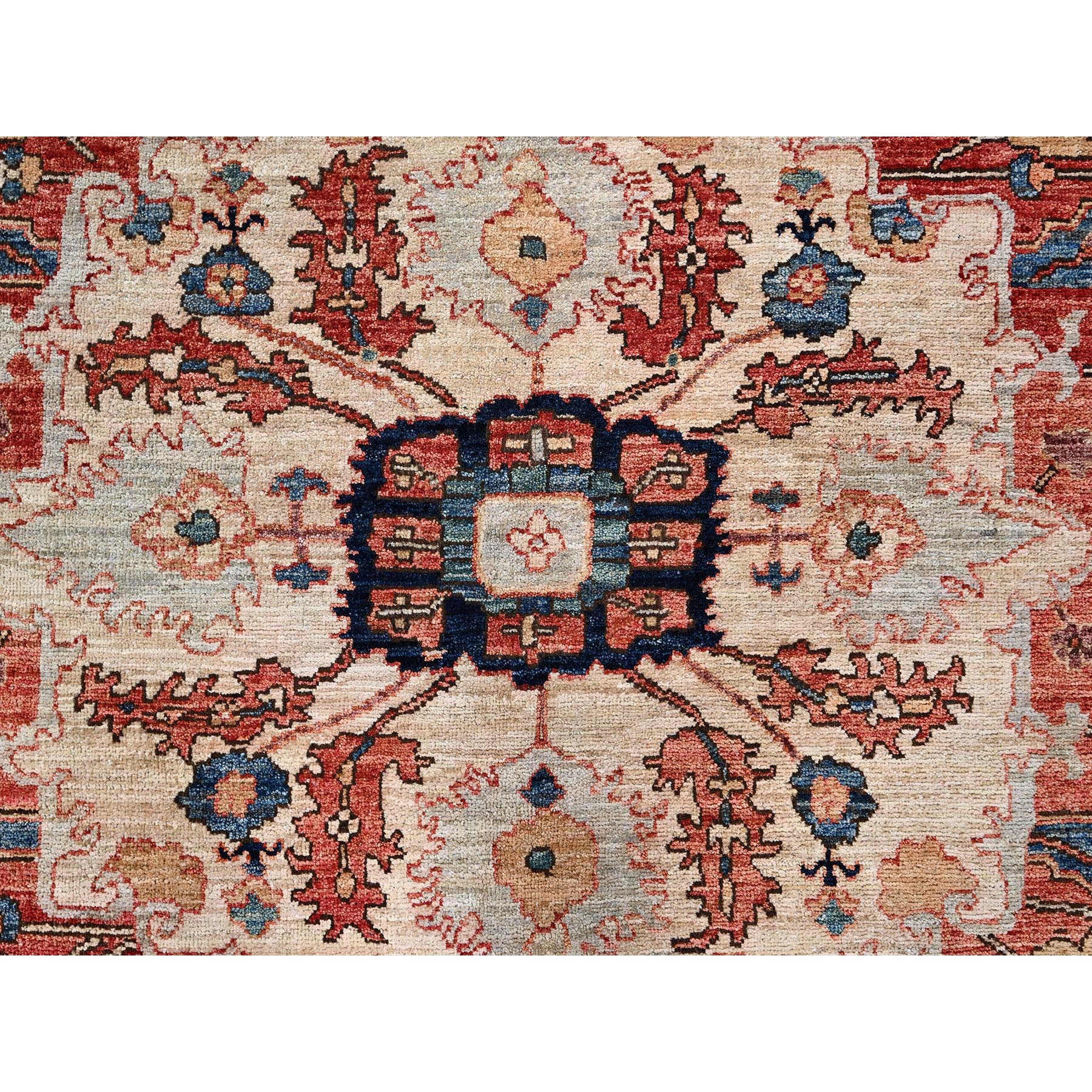 12'x18'9" Midnight Blue, Aryana Grade, Serapi Heriz with Flower Medallion Design, Vegetable Dyes, Soft Pile, High Mountain Wool, Hand Knotted, Densely Woven, Oversized, Oriental Rug Sh1053