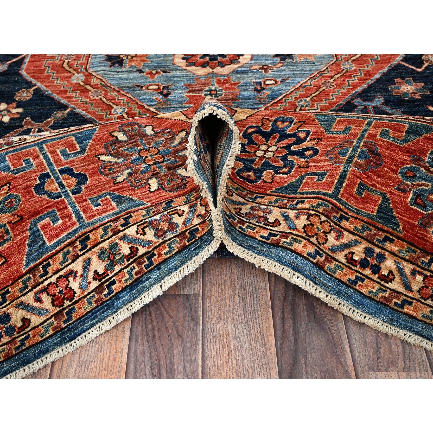 6'x8'8" Midnight Blue, Aryana Collection, Bakshaish Design with Geometric Medallion, Vegetable Dyes, Soft Pile, High Mountain Wool, Hand Knotted, Densely Woven, Oriental Rug Sh1055