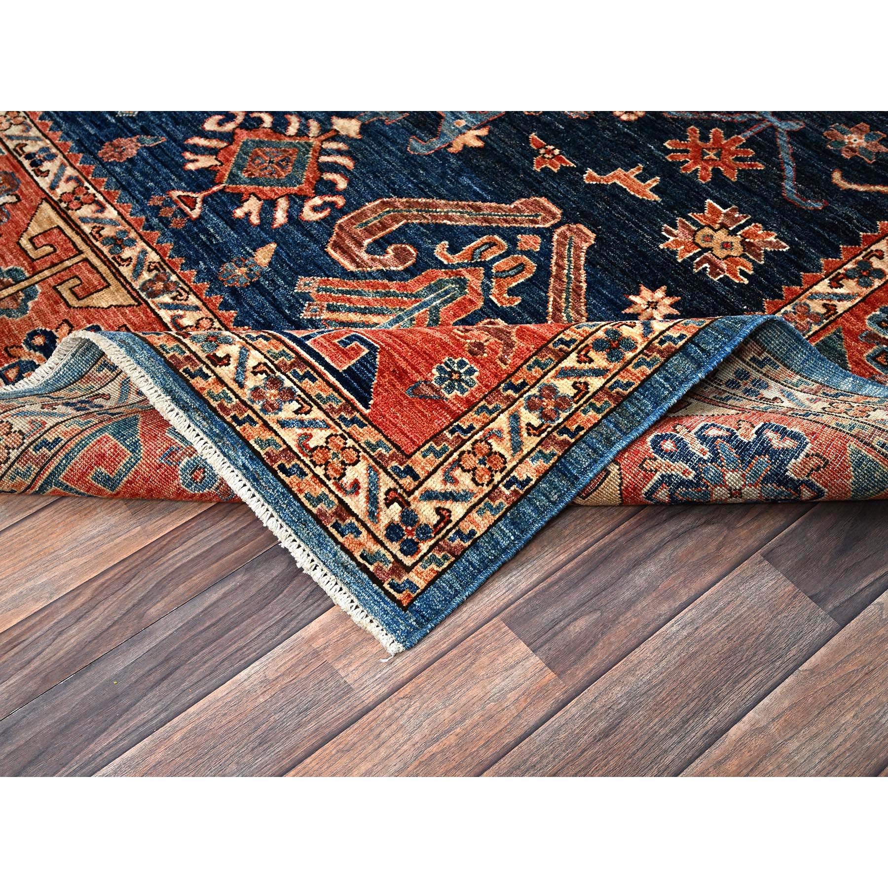6'x8'8" Midnight Blue, Aryana Collection, Bakshaish Design with Geometric Medallion, Vegetable Dyes, Soft Pile, High Mountain Wool, Hand Knotted, Densely Woven, Oriental Rug Sh1055
