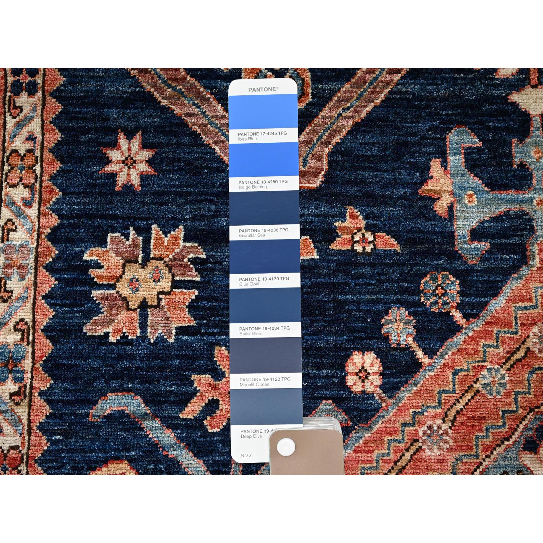 6'x8'8" Midnight Blue, Aryana Collection, Bakshaish Design with Geometric Medallion, Vegetable Dyes, Soft Pile, High Mountain Wool, Hand Knotted, Densely Woven, Oriental Rug Sh1055