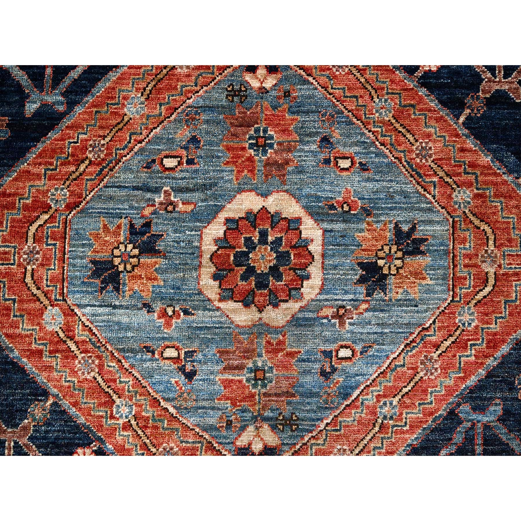 6'x8'8" Midnight Blue, Aryana Collection, Bakshaish Design with Geometric Medallion, Vegetable Dyes, Soft Pile, High Mountain Wool, Hand Knotted, Densely Woven, Oriental Rug Sh1055