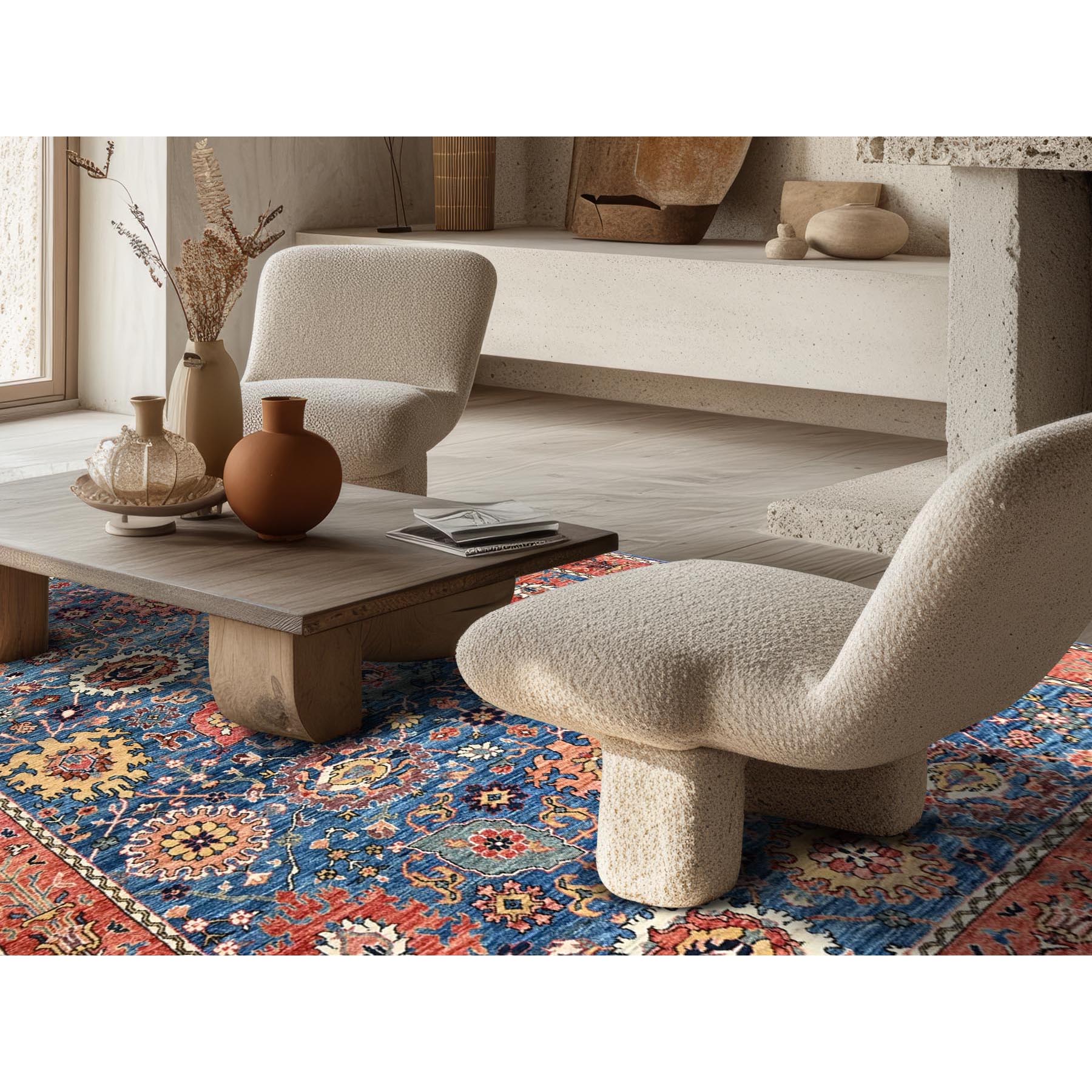 6'2"x9' Imperial Blue, Aryana Grade, Northwest Persian with All Over Design, Vegetable Dyes, Soft Pile, High Mountain Wool, Hand Knotted, Densely Woven, Oriental Rug Sh1056