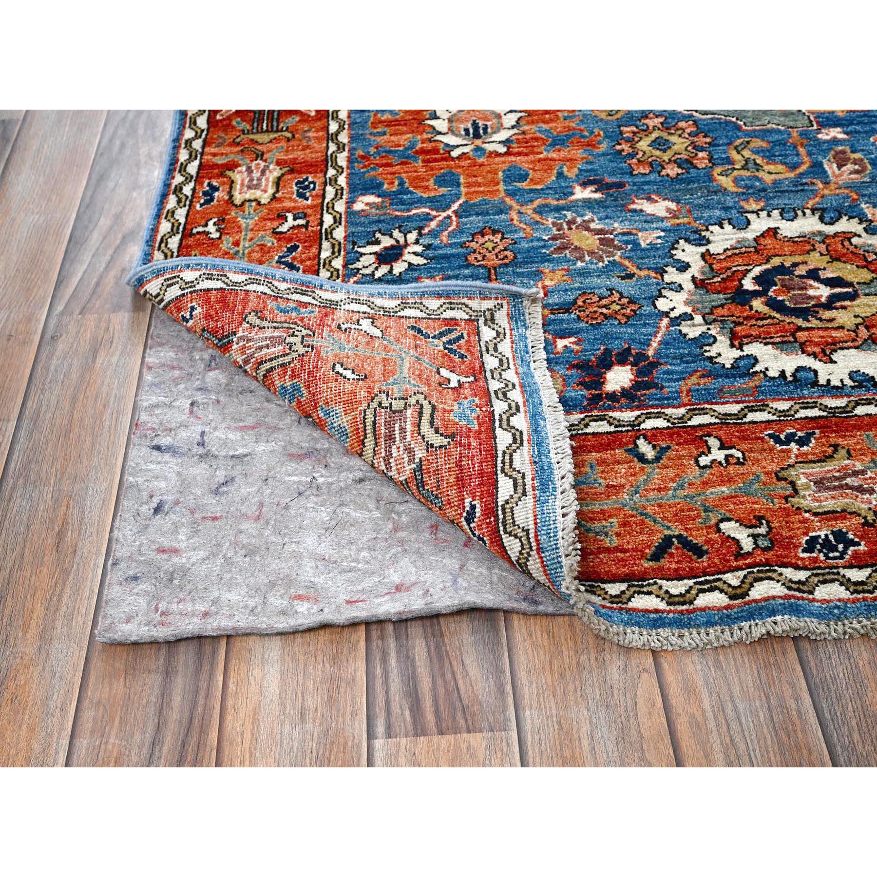 6'2"x9' Imperial Blue, Aryana Grade, Northwest Persian with All Over Design, Vegetable Dyes, Soft Pile, High Mountain Wool, Hand Knotted, Densely Woven, Oriental Rug Sh1056