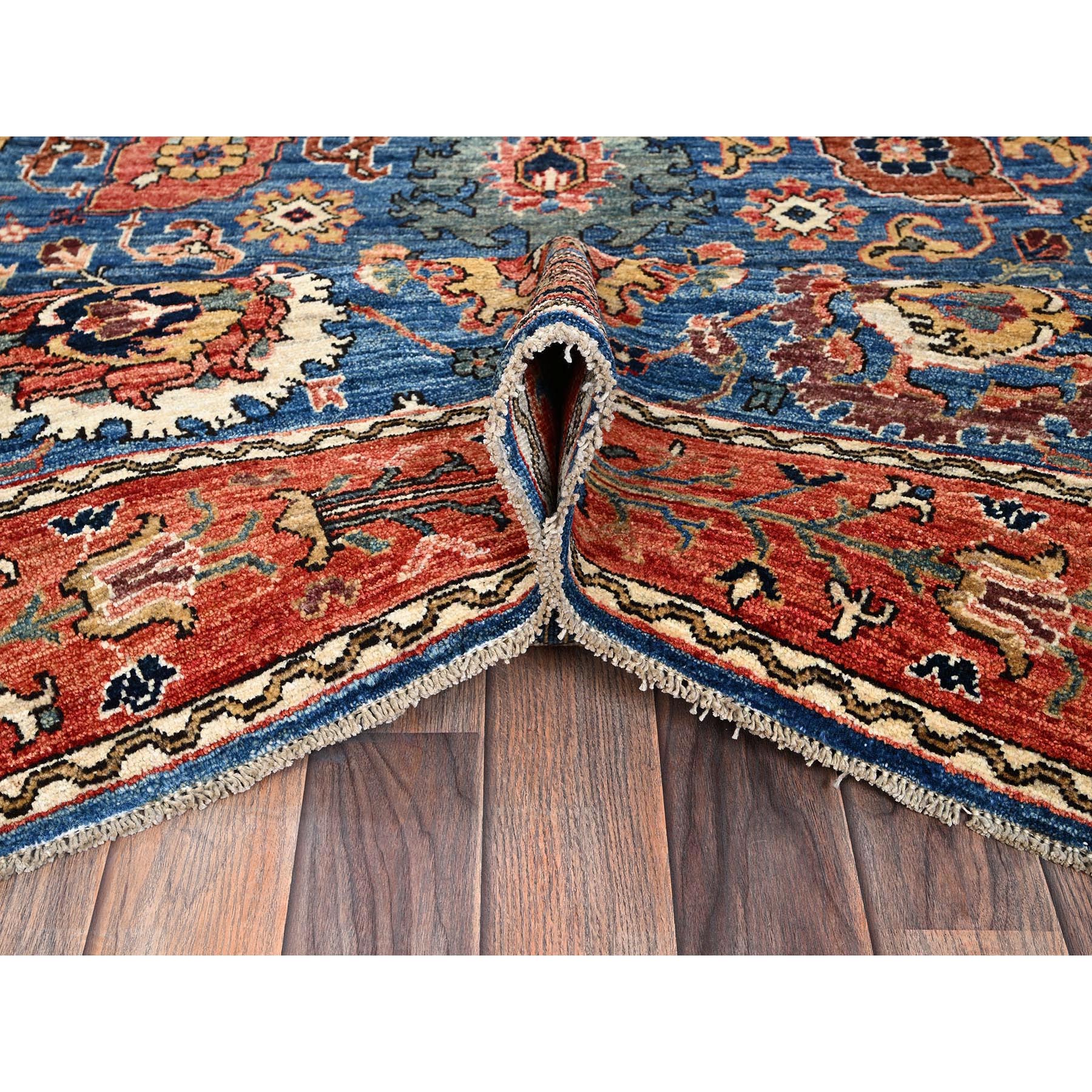 6'2"x9' Imperial Blue, Aryana Grade, Northwest Persian with All Over Design, Vegetable Dyes, Soft Pile, High Mountain Wool, Hand Knotted, Densely Woven, Oriental Rug Sh1056
