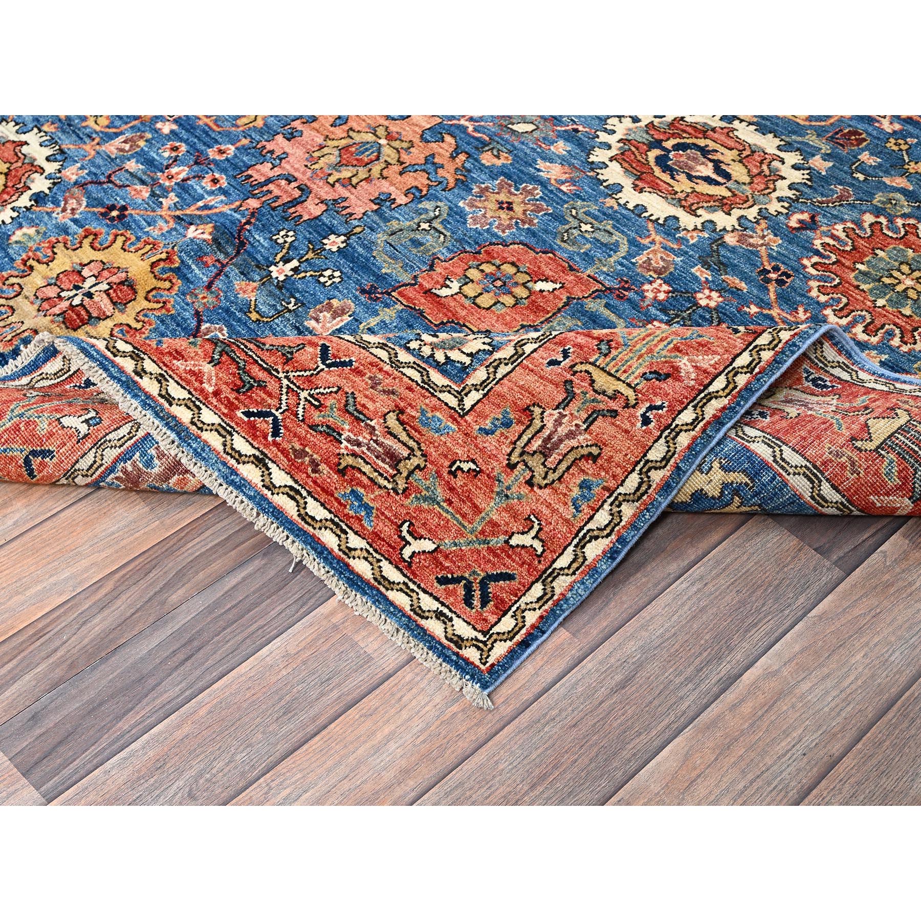 6'2"x9' Imperial Blue, Aryana Grade, Northwest Persian with All Over Design, Vegetable Dyes, Soft Pile, High Mountain Wool, Hand Knotted, Densely Woven, Oriental Rug Sh1056