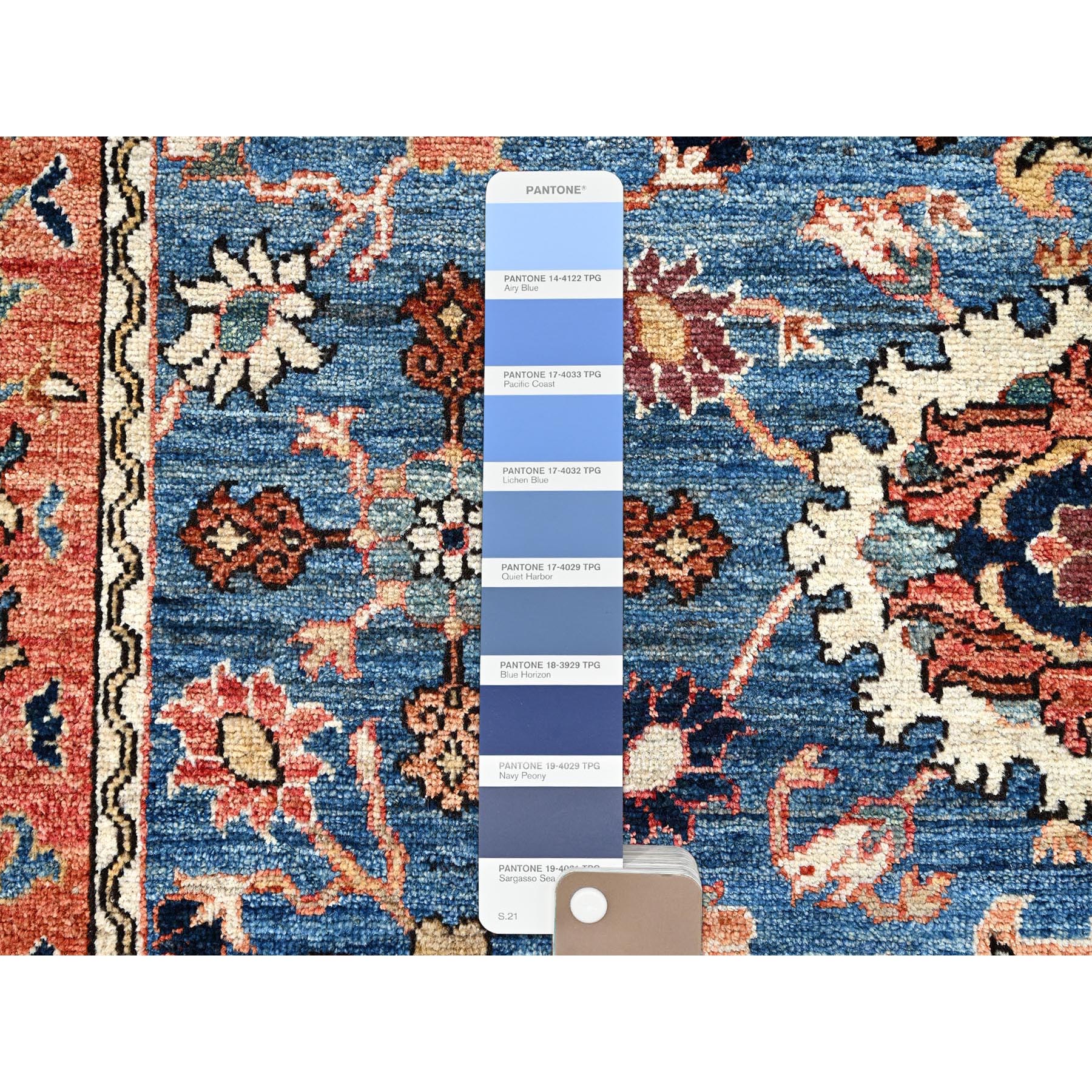 6'2"x9' Imperial Blue, Aryana Grade, Northwest Persian with All Over Design, Vegetable Dyes, Soft Pile, High Mountain Wool, Hand Knotted, Densely Woven, Oriental Rug Sh1056