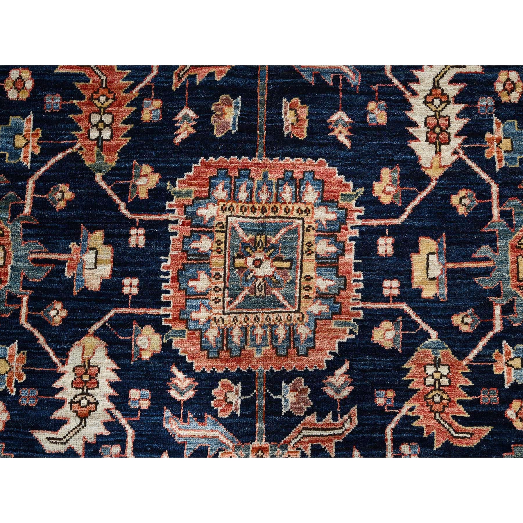 6'x9'2" Midnight Blue, Aryana Collection, Heriz All Over Design, Vegetable Dyes, Soft Pile, High Mountain Wool, Hand Knotted, Densely Woven, Oriental Rug Sh1057