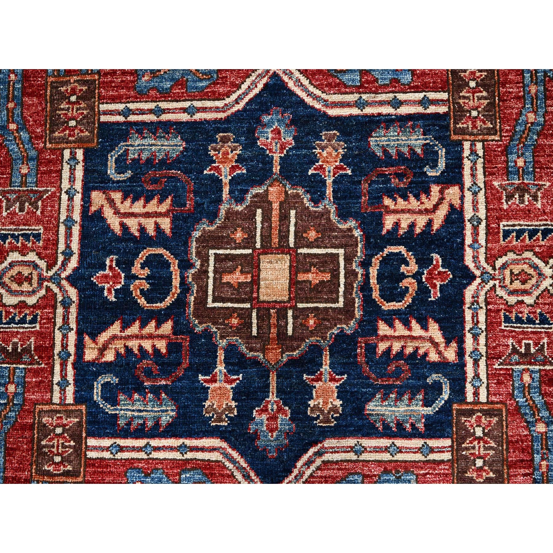 6'1"x11'7" Bayern Blue, Aryana Grade, Serapi Heriz with Geometric Medallion Design, Vegetable Dyes, High Mountain Wool, Hand Knotted, Soft Pile, Densely Woven, Gallery Size, Wide Runner, Oriental Rug Sh1058