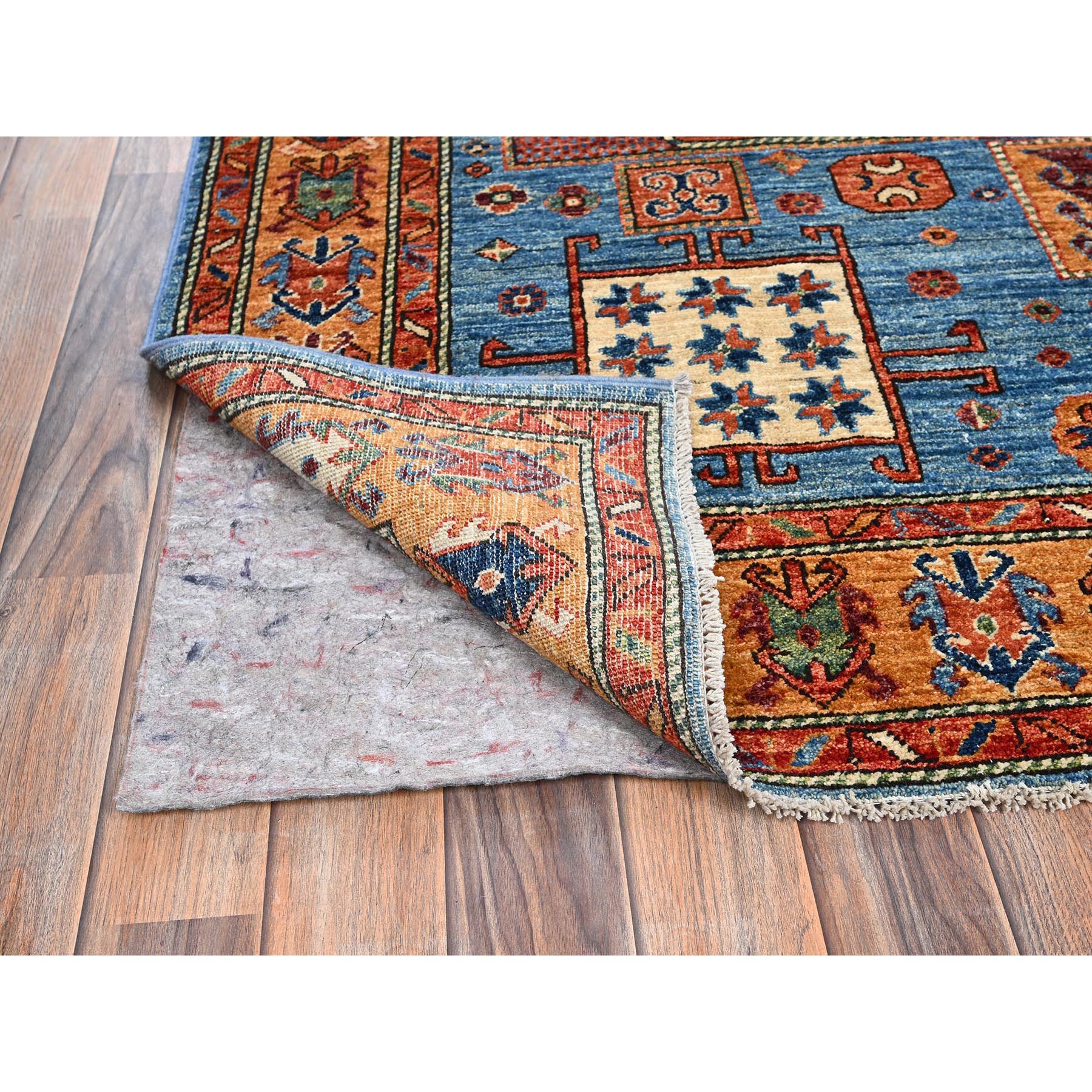 5'2"x7' Imperial Blue, Antique Karachopf Kazak Design, Vegetable Dyes, Soft Pile, High Mountain Wool, Hand Knotted, Densely Woven, Oriental Rug Sh1059