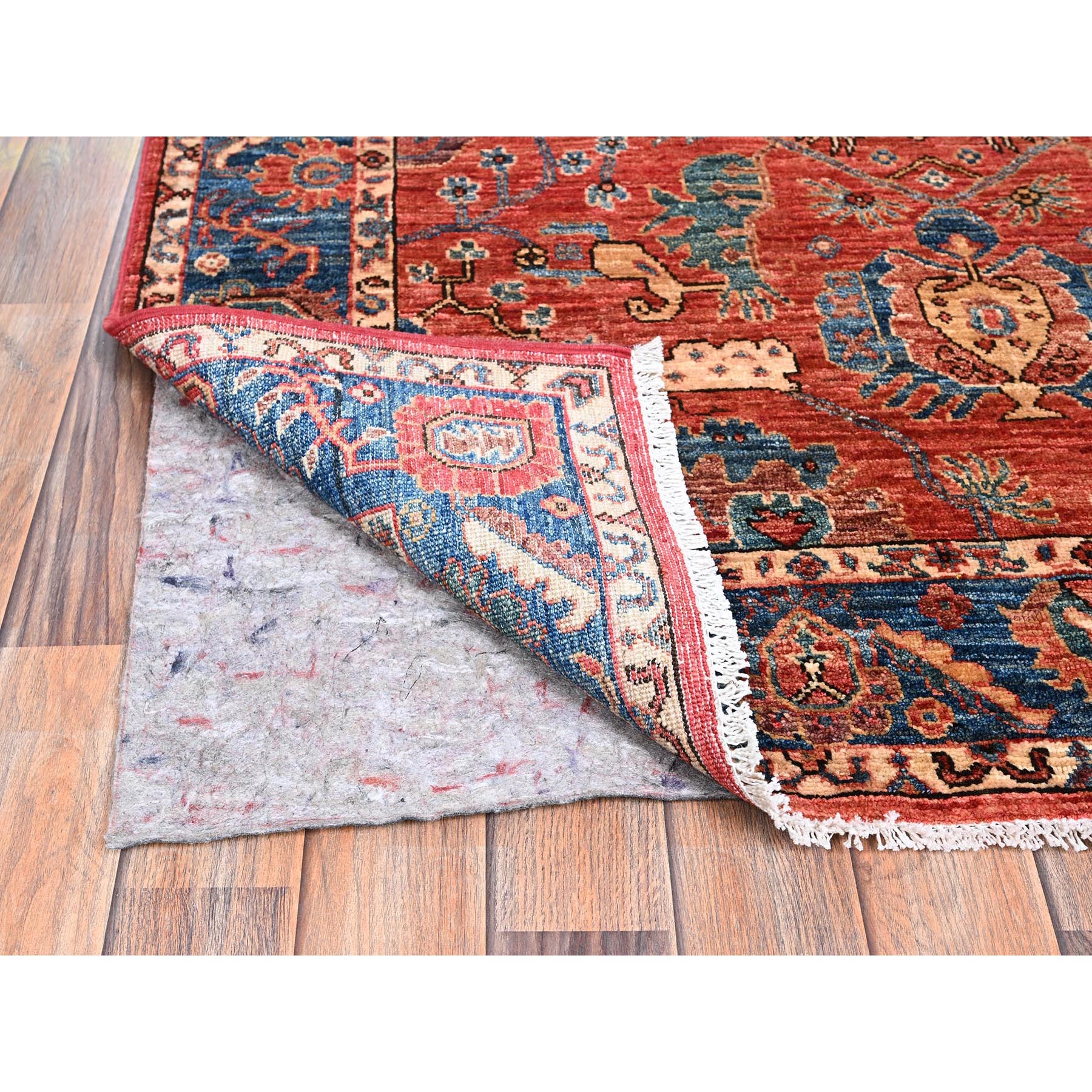 4'3"x6' Chili Red, Aryana Grade, Heriz All Over Design, Vegetable Dyes, High Mountain Wool, Hand Knotted, Soft Pile, Densely Woven, Oriental Rug Sh1060