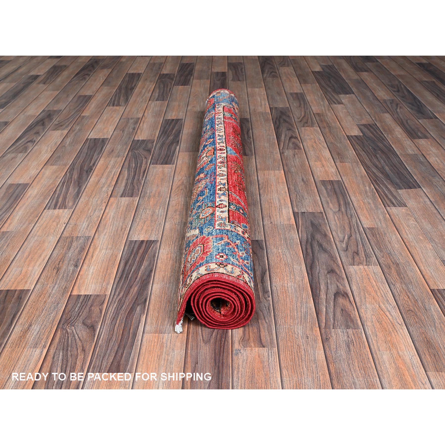 4'3"x6' Chili Red, Aryana Grade, Heriz All Over Design, Vegetable Dyes, High Mountain Wool, Hand Knotted, Soft Pile, Densely Woven, Oriental Rug Sh1060