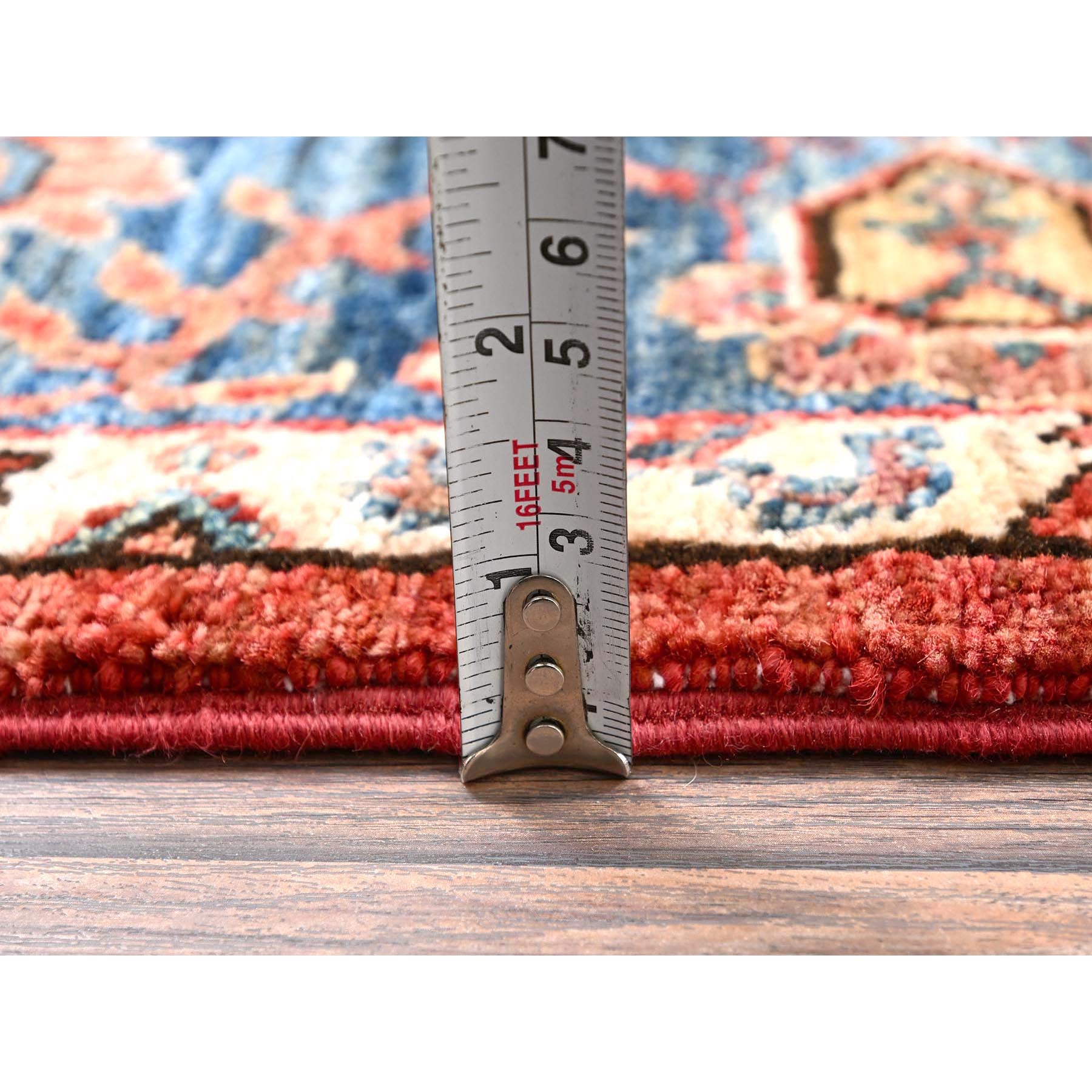 4'3"x6' Chili Red, Aryana Grade, Heriz All Over Design, Vegetable Dyes, High Mountain Wool, Hand Knotted, Soft Pile, Densely Woven, Oriental Rug Sh1060