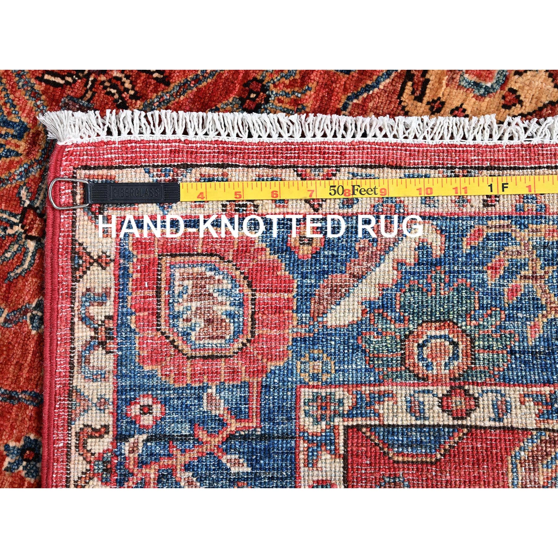 4'3"x6' Chili Red, Aryana Grade, Heriz All Over Design, Vegetable Dyes, High Mountain Wool, Hand Knotted, Soft Pile, Densely Woven, Oriental Rug Sh1060