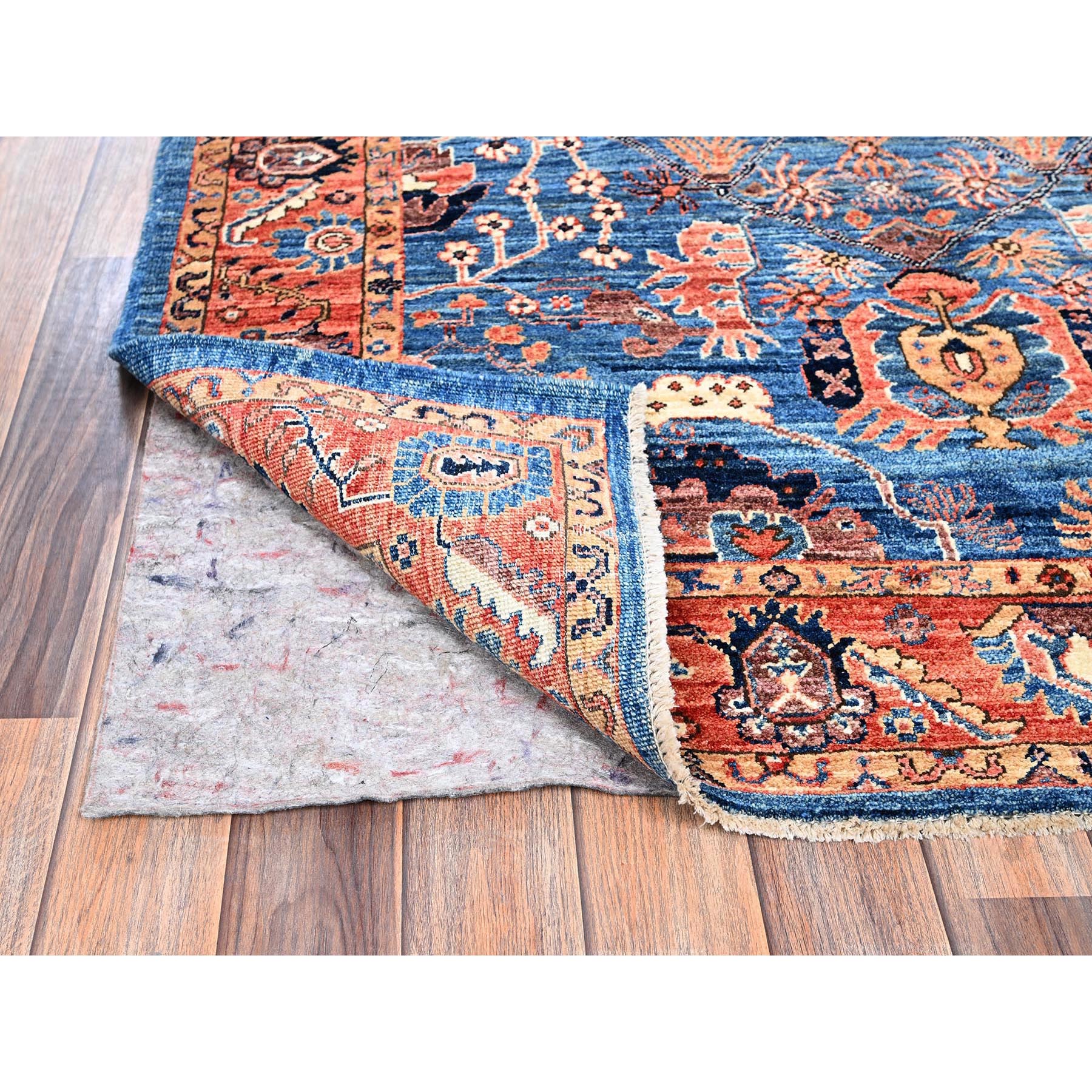 4'4"x6'2" Sailor Blue, Aryana Collection, Heriz All Over Design, Vegetable Dyes, Soft Pile, High Mountain Wool, Hand Knotted, Densely Woven, Oriental Rug Sh1061