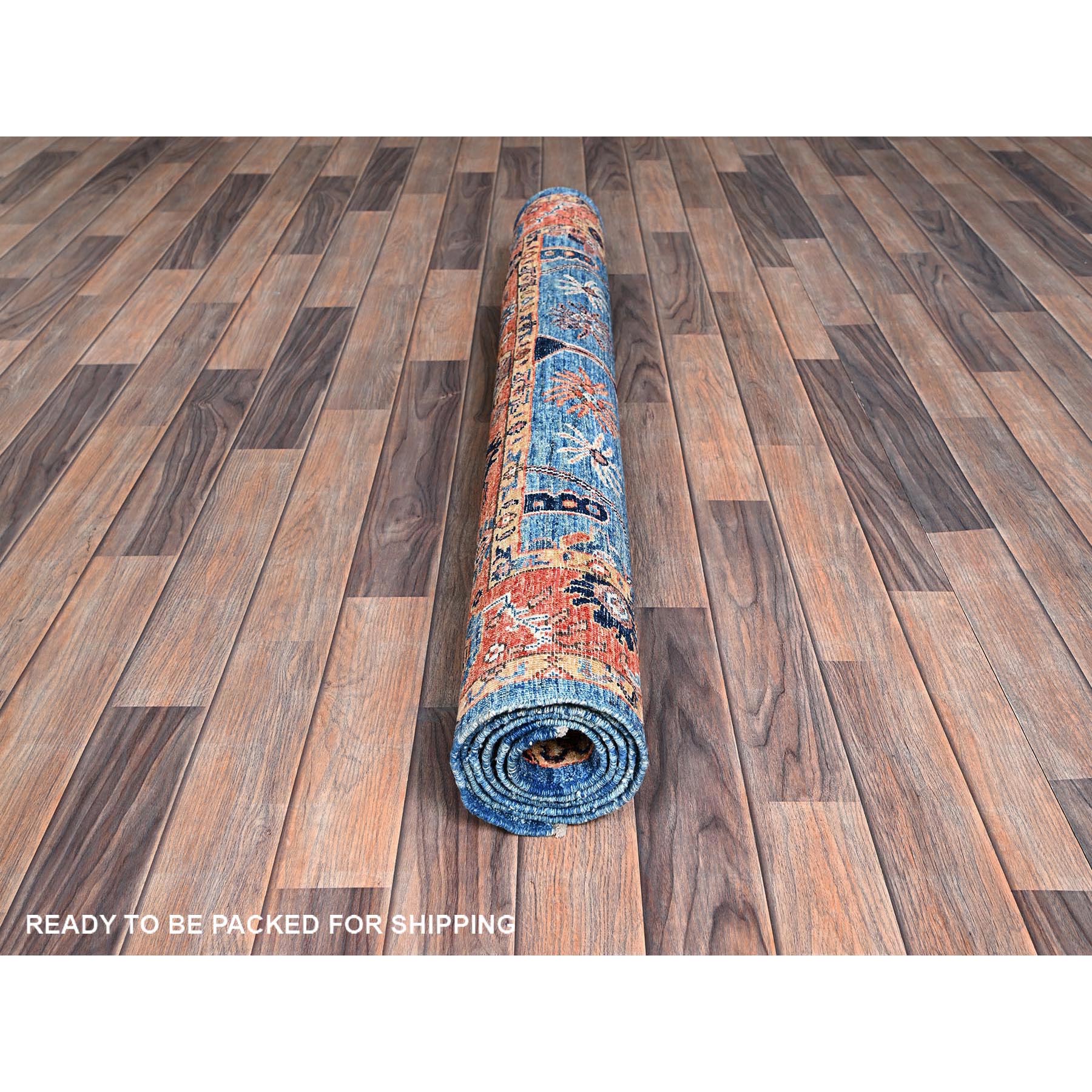 4'4"x6'2" Sailor Blue, Aryana Collection, Heriz All Over Design, Vegetable Dyes, Soft Pile, High Mountain Wool, Hand Knotted, Densely Woven, Oriental Rug Sh1061