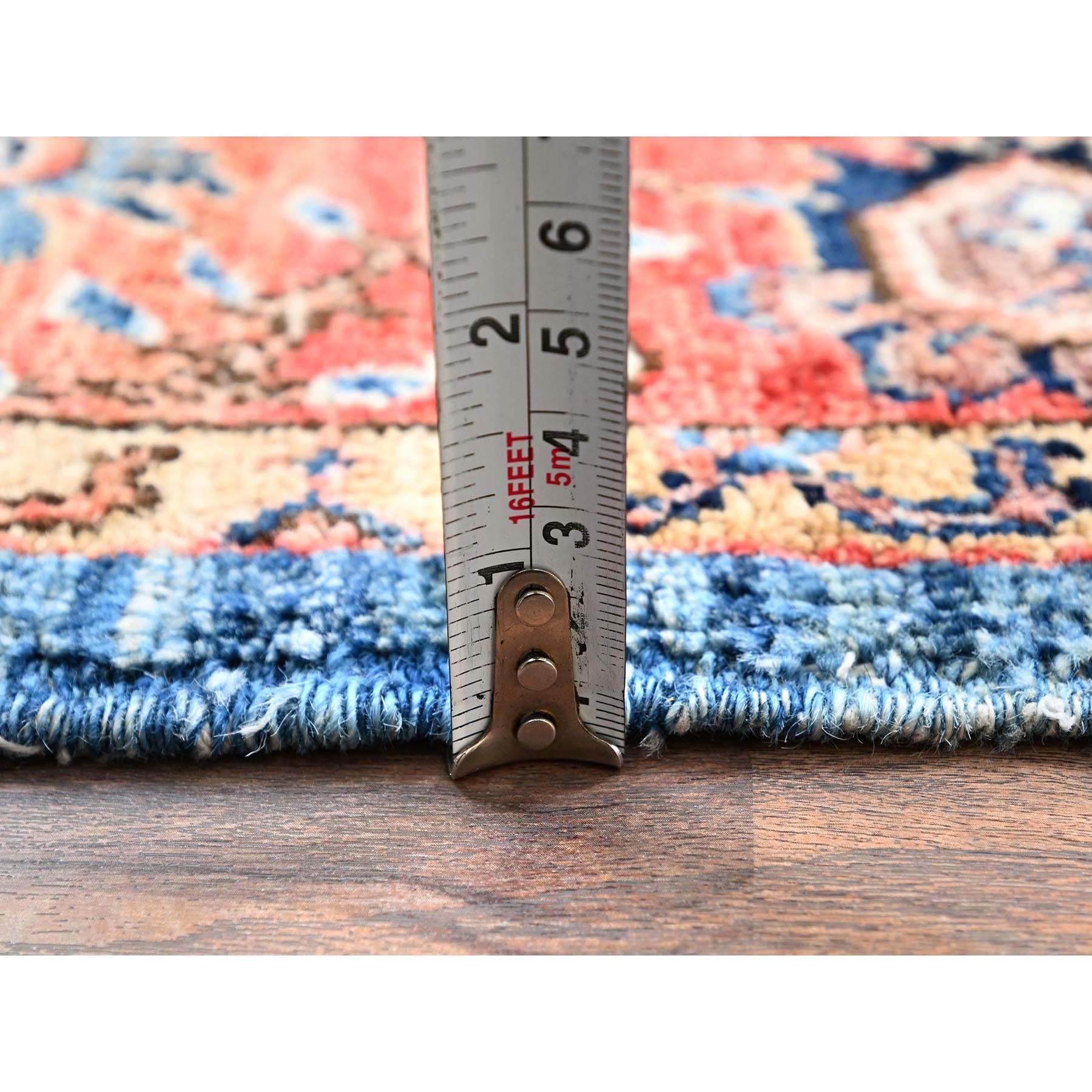4'4"x6'2" Sailor Blue, Aryana Collection, Heriz All Over Design, Vegetable Dyes, Soft Pile, High Mountain Wool, Hand Knotted, Densely Woven, Oriental Rug Sh1061