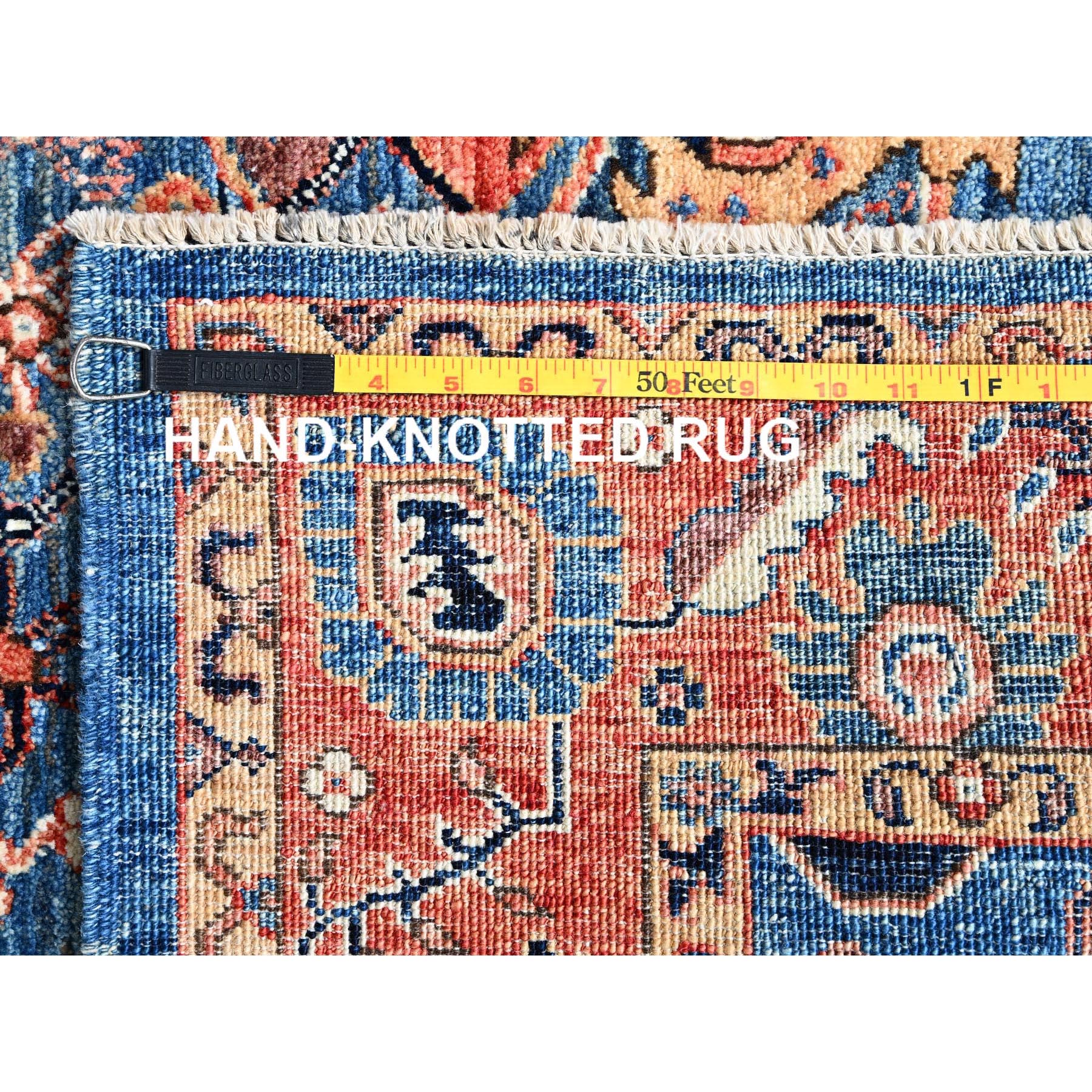 4'4"x6'2" Sailor Blue, Aryana Collection, Heriz All Over Design, Vegetable Dyes, Soft Pile, High Mountain Wool, Hand Knotted, Densely Woven, Oriental Rug Sh1061