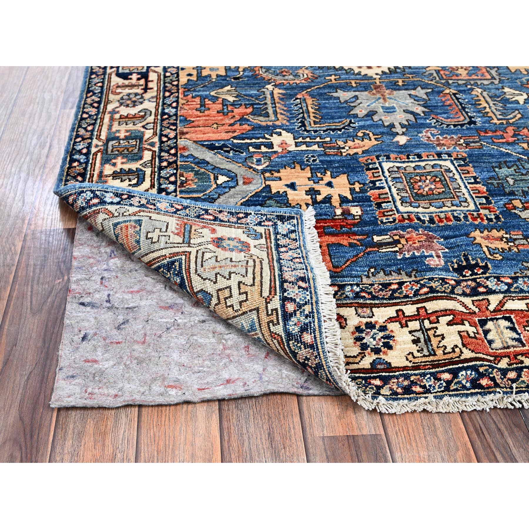 4'x6' Sailor Blue, Heriz All Over Design, Aryana Grade, Vegetable Dyes, Soft Pile, High Mountain Wool, Hand Knotted, Densely Woven, Oriental Rug Sh1062