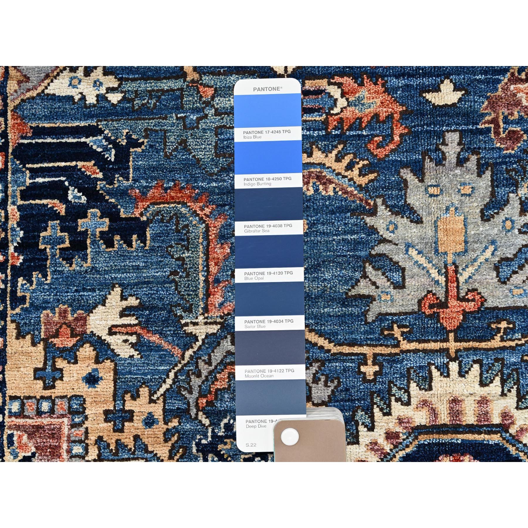 4'x6' Sailor Blue, Heriz All Over Design, Aryana Grade, Vegetable Dyes, Soft Pile, High Mountain Wool, Hand Knotted, Densely Woven, Oriental Rug Sh1062