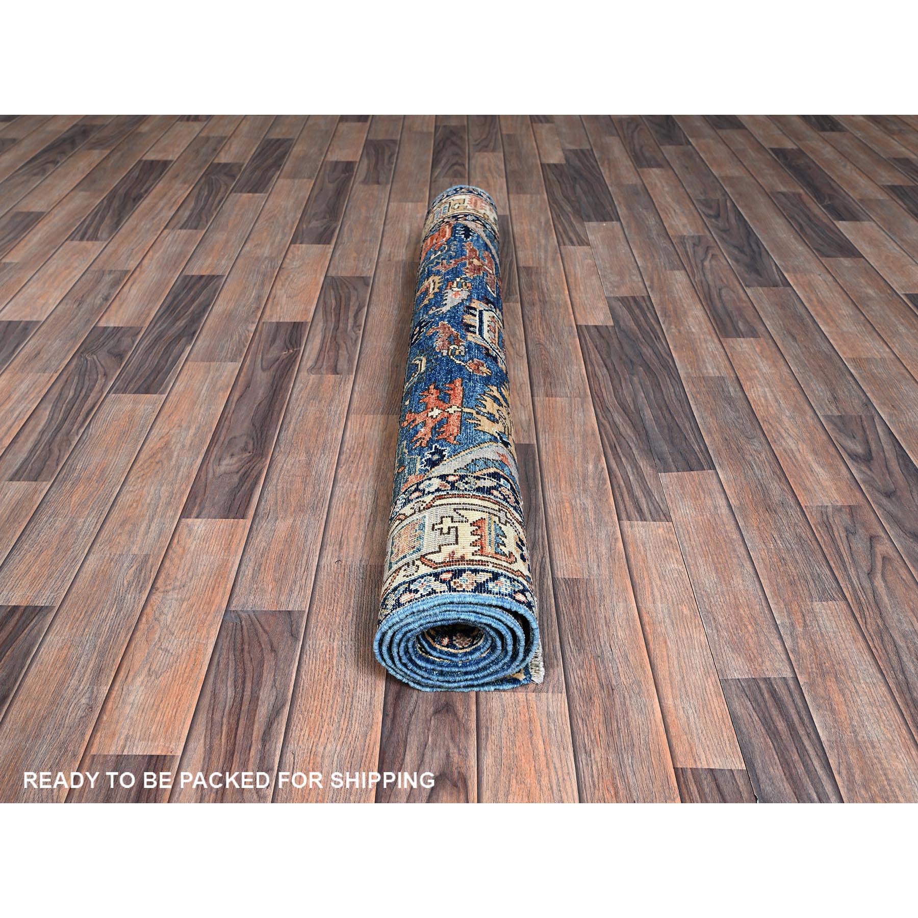 4'x6' Sailor Blue, Heriz All Over Design, Aryana Grade, Vegetable Dyes, Soft Pile, High Mountain Wool, Hand Knotted, Densely Woven, Oriental Rug Sh1062
