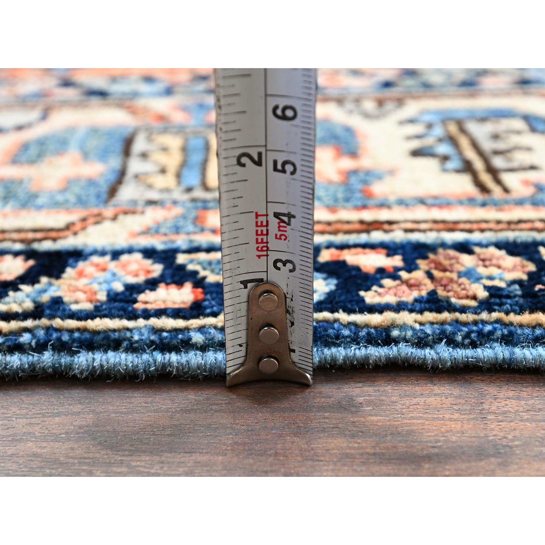 4'x6' Sailor Blue, Heriz All Over Design, Aryana Grade, Vegetable Dyes, Soft Pile, High Mountain Wool, Hand Knotted, Densely Woven, Oriental Rug Sh1062