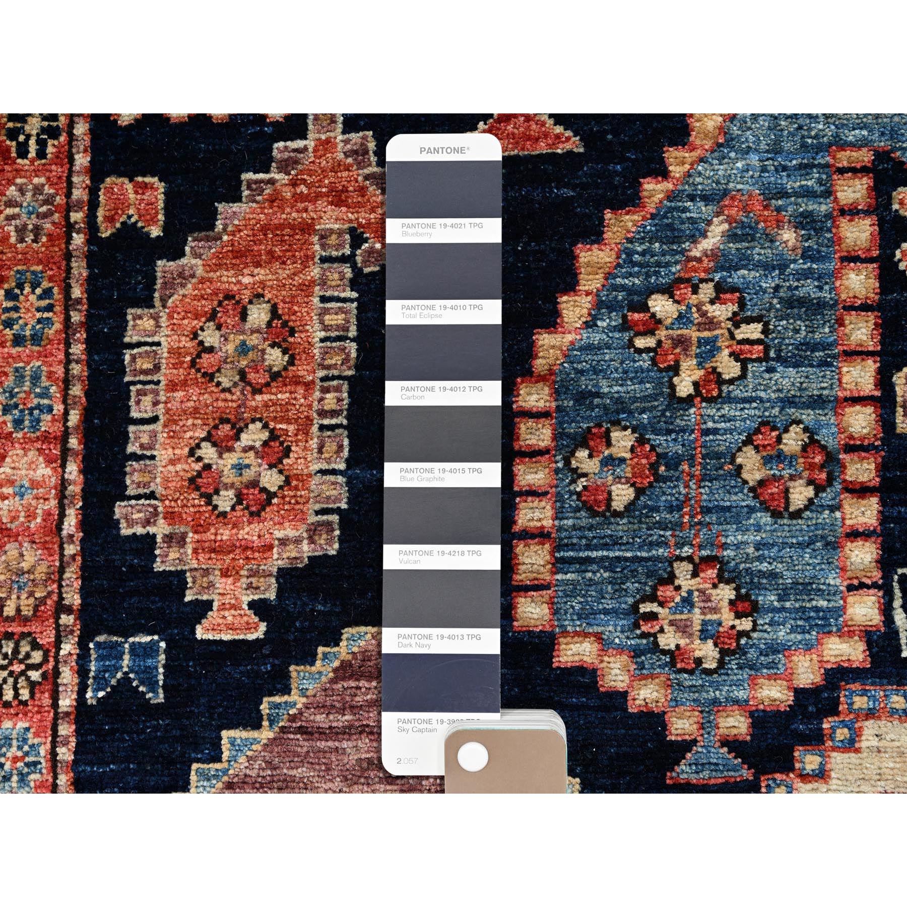 4'x9'9" Midnight Blue, Northwest Persian with Large Paisley Design, Aryana Collection, Vegetable Dyes, Soft Pile, High Mountain Wool, Hand Knotted, Densely Woven, Extra Wide Runner, Oriental Rug Sh1064