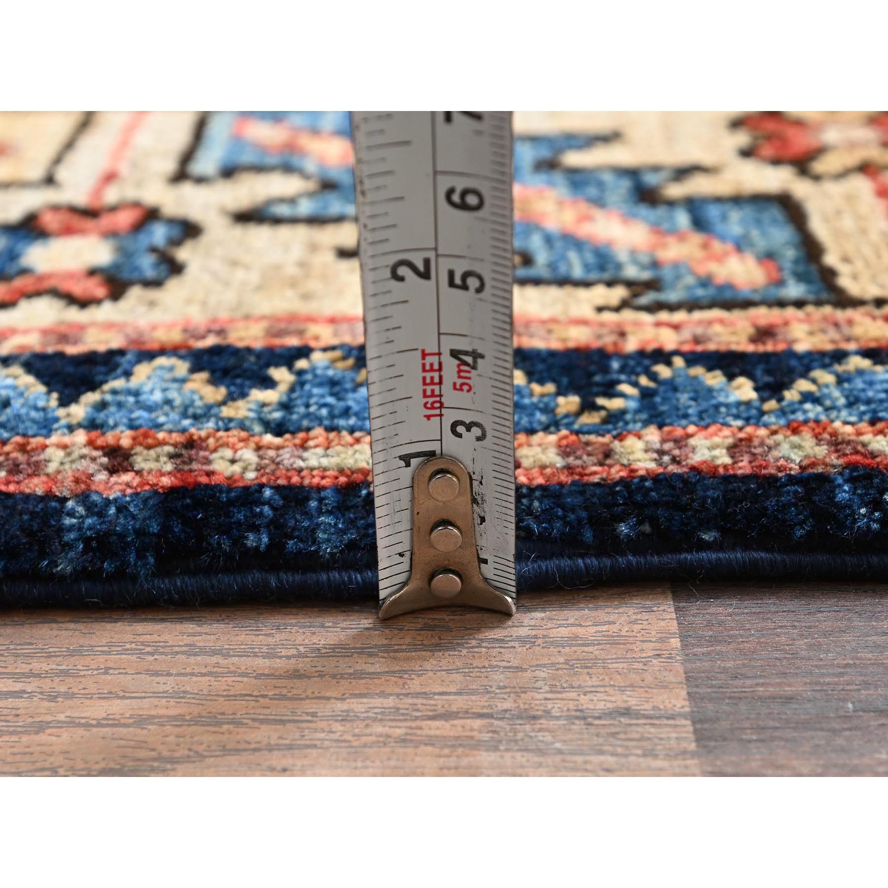 4'x9'9" Midnight Blue, Northwest Persian with Large Paisley Design, Aryana Collection, Vegetable Dyes, Soft Pile, High Mountain Wool, Hand Knotted, Densely Woven, Extra Wide Runner, Oriental Rug Sh1064