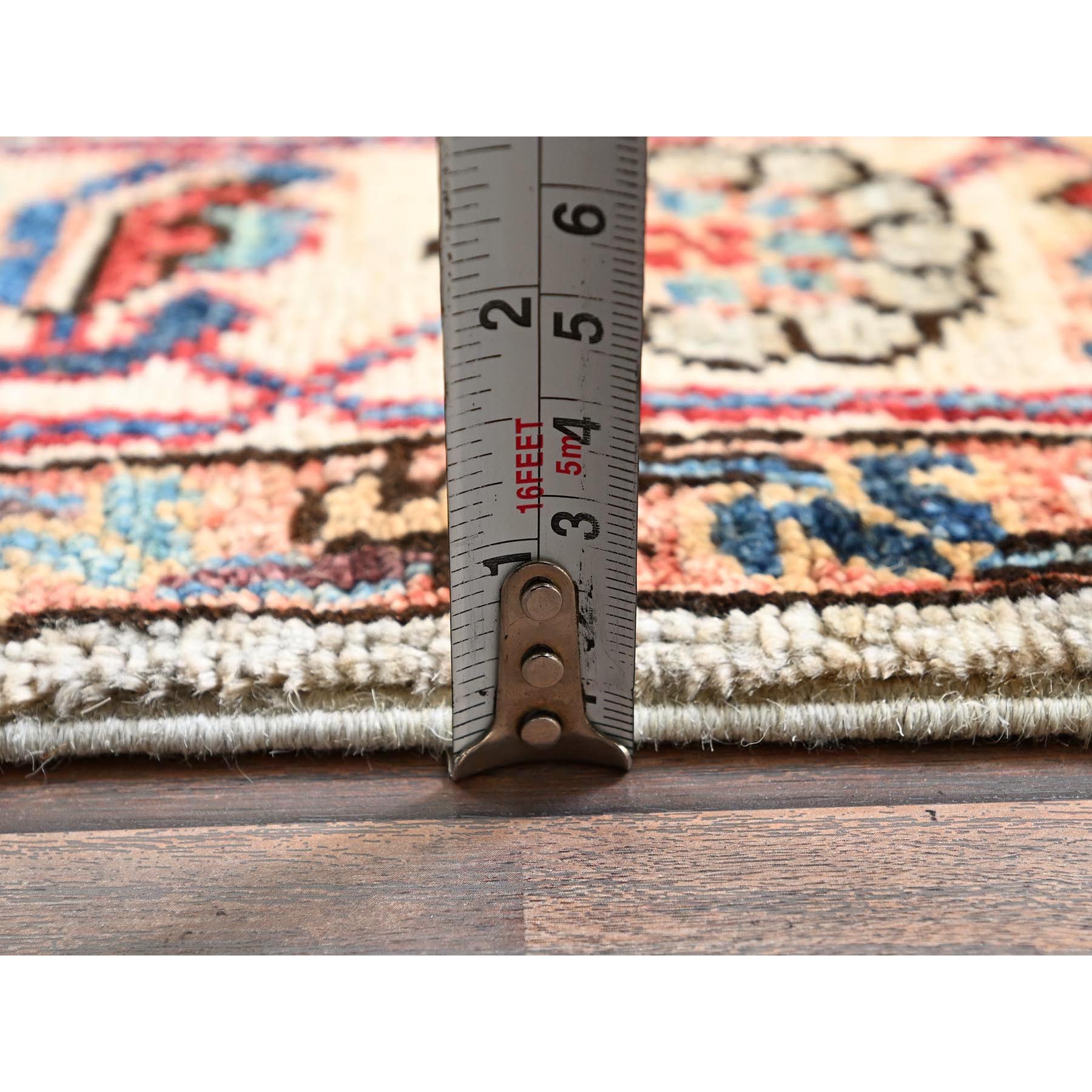 2'10"x15' Oyster Gray, Northwest Persian with Heriz Design, Aryana Collection, Vegetable Dyes, Soft Pile, High Mountain Wool, Hand Knotted, Densely Woven, XL Runner, Oriental Rug Sh1067