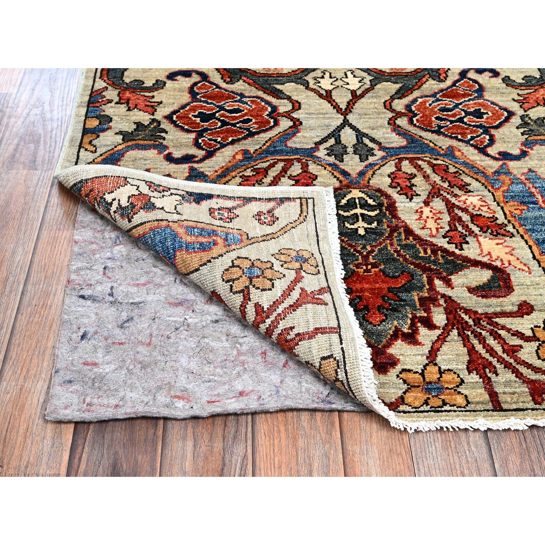 2'9"x9'10" Castle Gray, Bijar Garus Design, Aryana Grade, Vegetable Dyes, Soft Pile, High Mountain Wool, Hand Knotted, Densely Woven, Runner, Oriental Rug Sh1071