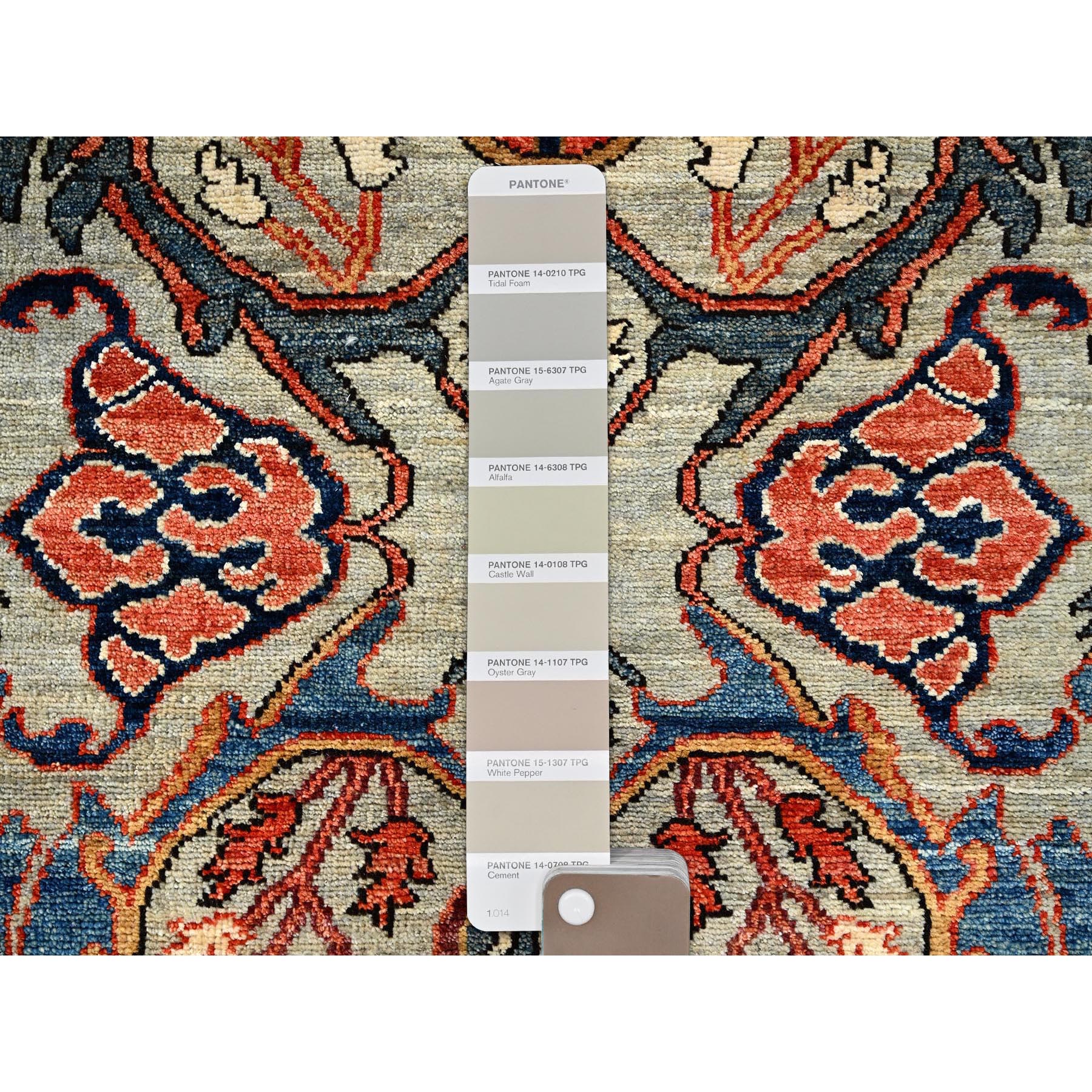 2'9"x9'10" Castle Gray, Bijar Garus Design, Aryana Grade, Vegetable Dyes, Soft Pile, High Mountain Wool, Hand Knotted, Densely Woven, Runner, Oriental Rug Sh1071