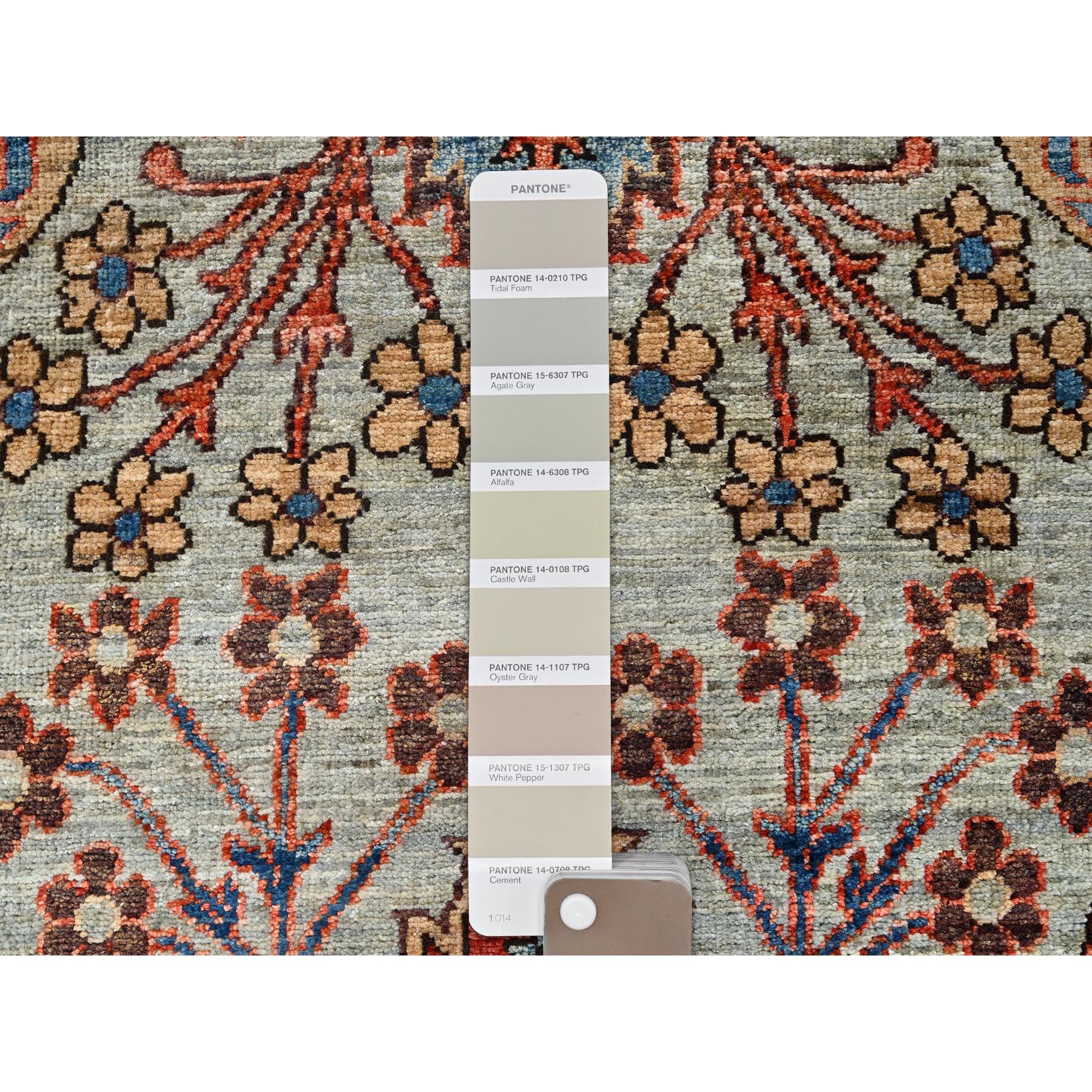 2'8"x8'3" Agate Gray, Aryana Collection, Bijar Garus Design, Vegetable Dyes, High Mountain Wool, Hand Knotted, Soft Pile, Densely Woven, Runner, Oriental Rug Sh1073