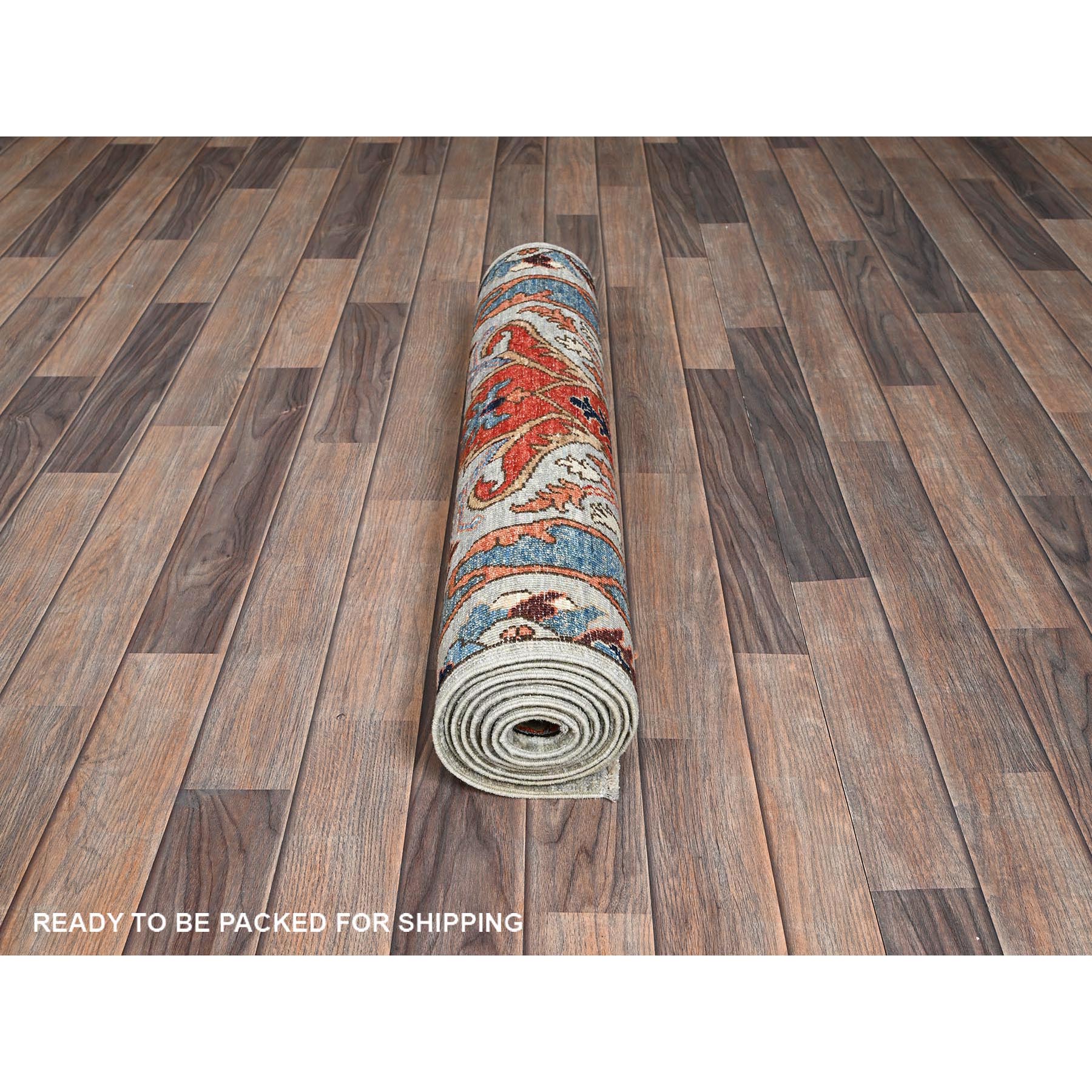 2'8"x8'3" Agate Gray, Aryana Collection, Bijar Garus Design, Vegetable Dyes, High Mountain Wool, Hand Knotted, Soft Pile, Densely Woven, Runner, Oriental Rug Sh1073